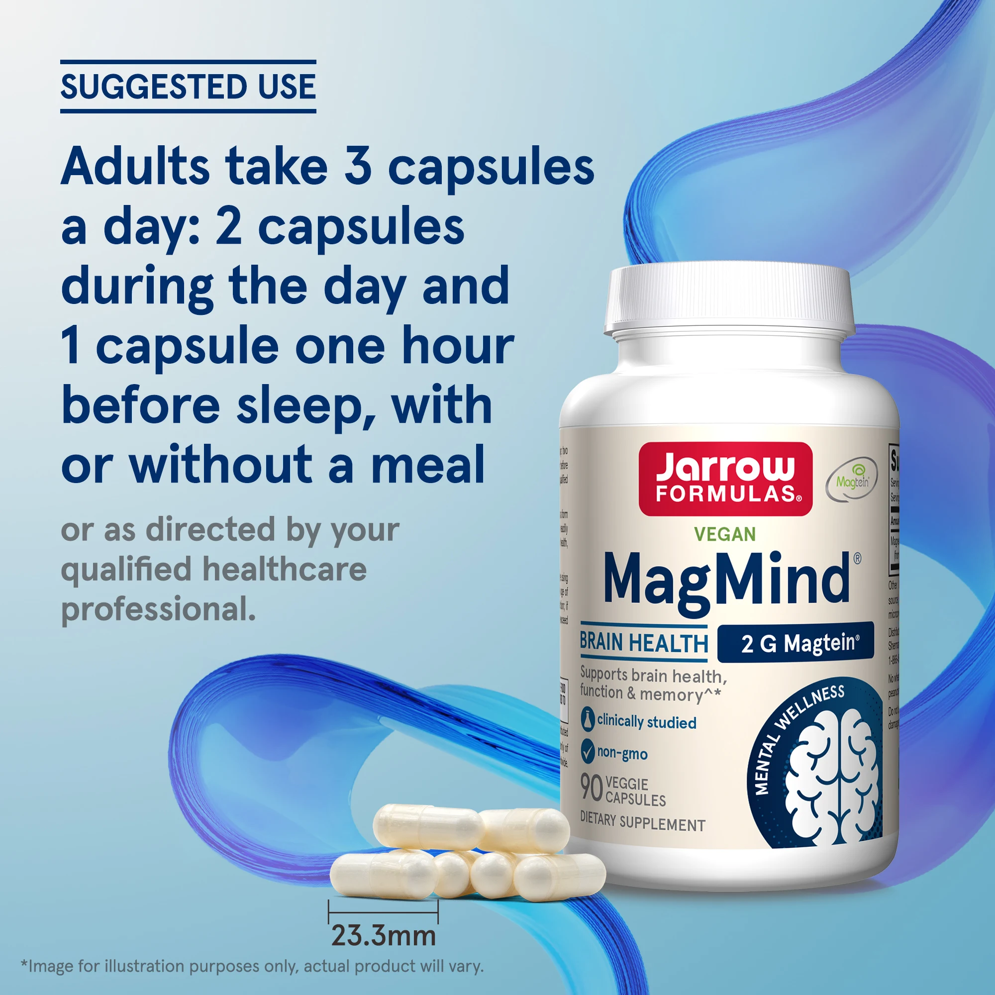 Jarrow Formulas, MagMind, магний, 90 вегетарианских капсул