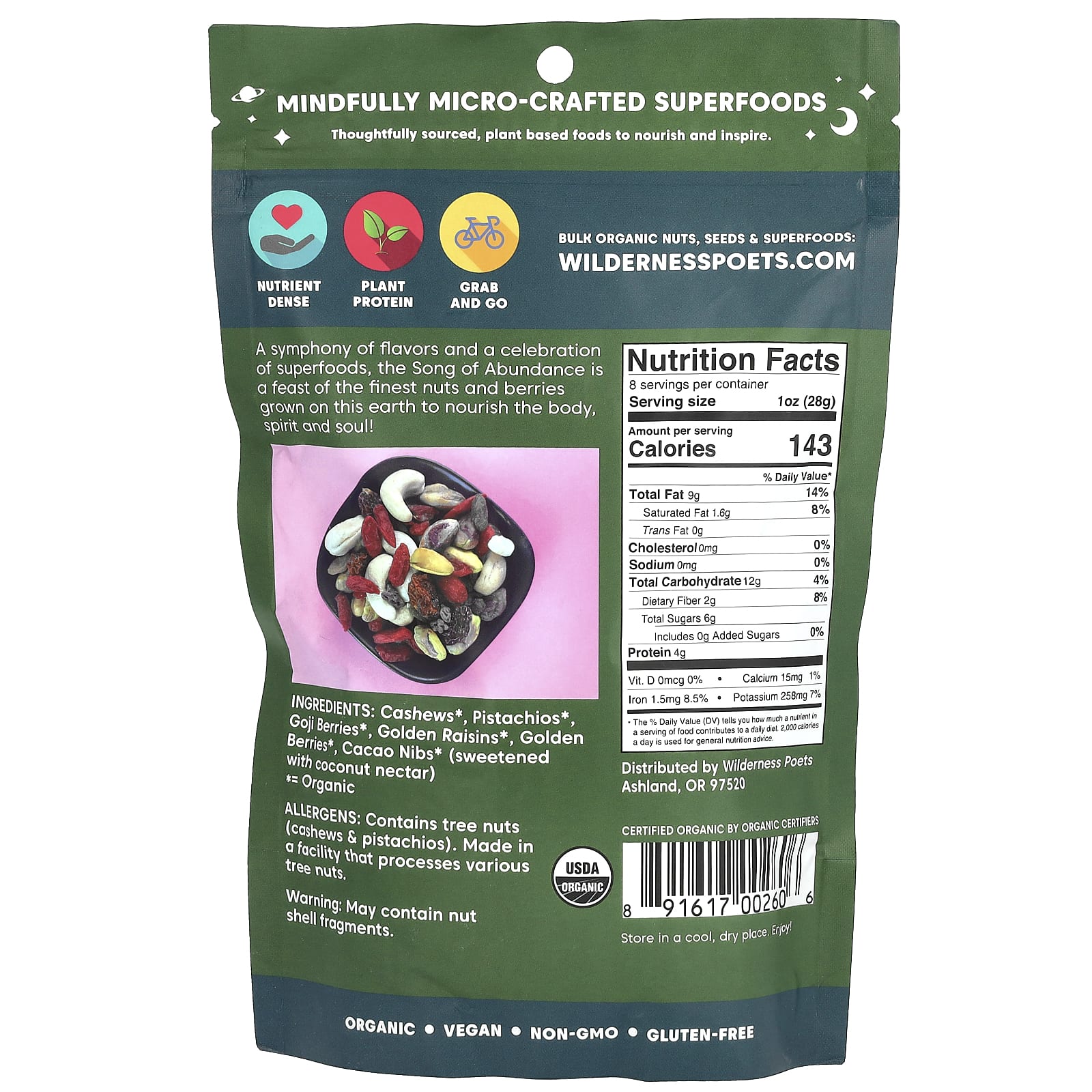 Wilderness Poets, Wild Mix, смесь изобилия, орехов и сухофруктов, 226 г (8 унций)