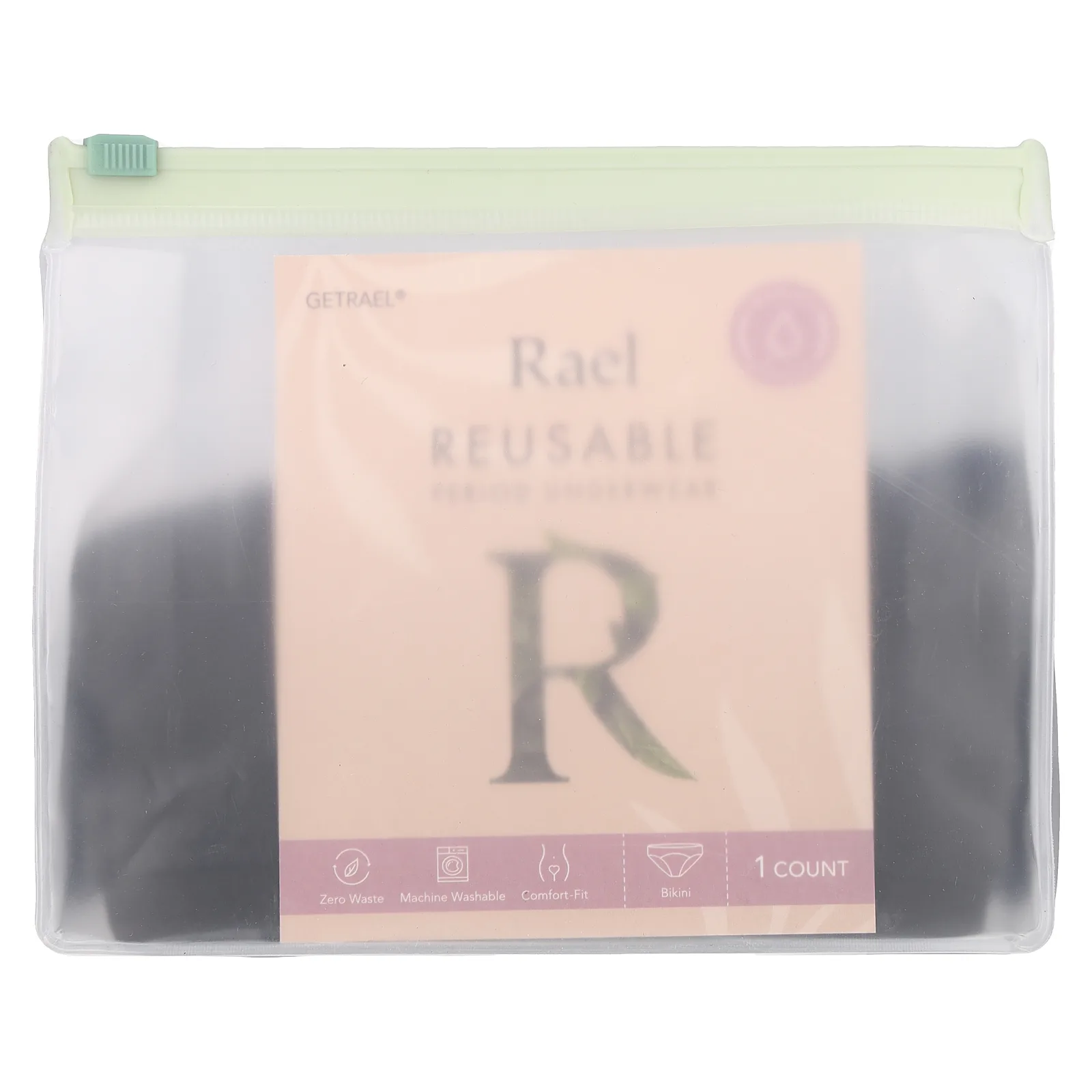 Rael, Многоразовое нижнее белье, бикини, очень большое, черное, 1 шт.