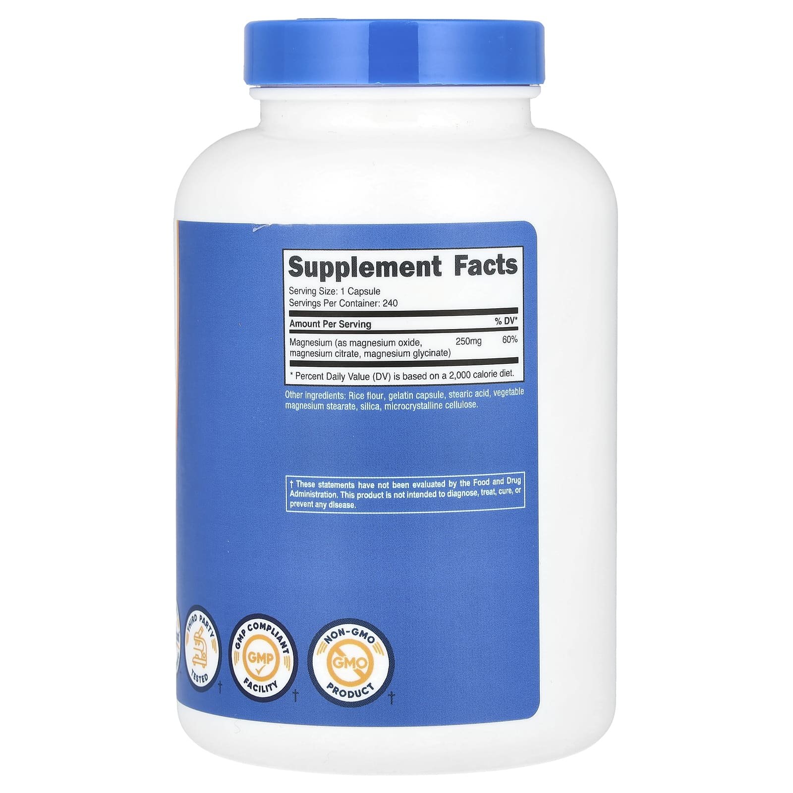 Nutricost, Комплекс магния, регулярного действия, 250 мг, 240 капсул