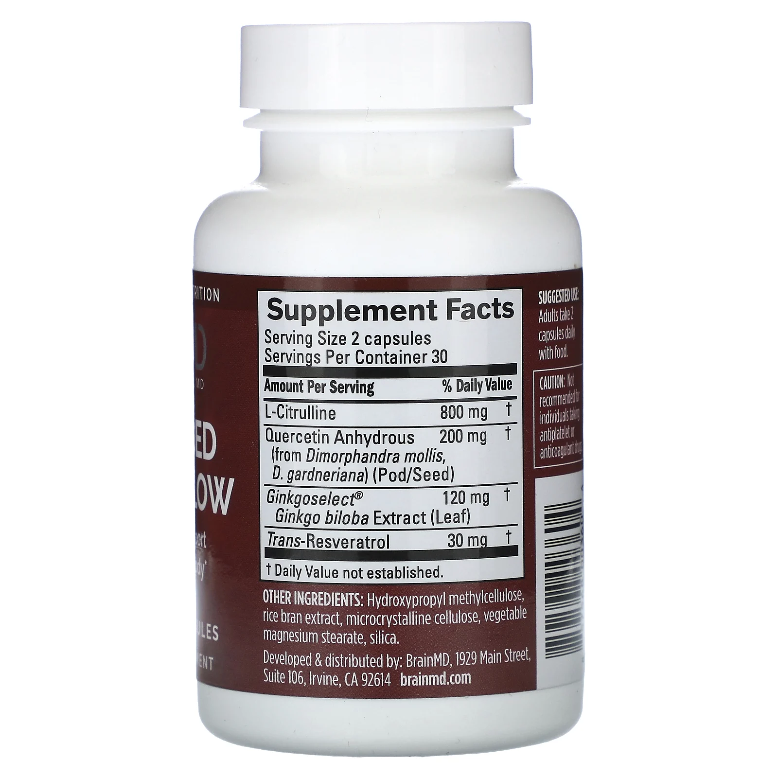 BrainMD, Advanced Blood Flow, улучшенный кровоток, 60 веганских капсул