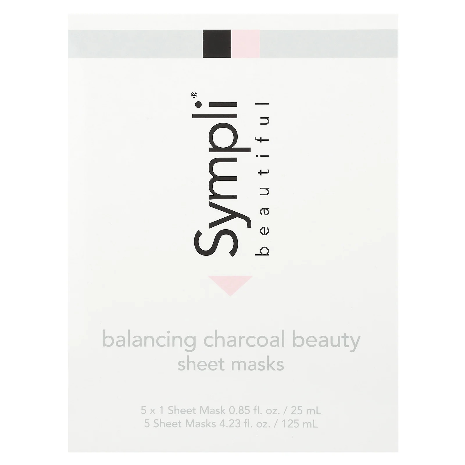 Sympli Beautiful, тканевые маски с древесным углем для восстановления баланса, 5 шт., 25 мл (0,85 жидк. унции) каждая