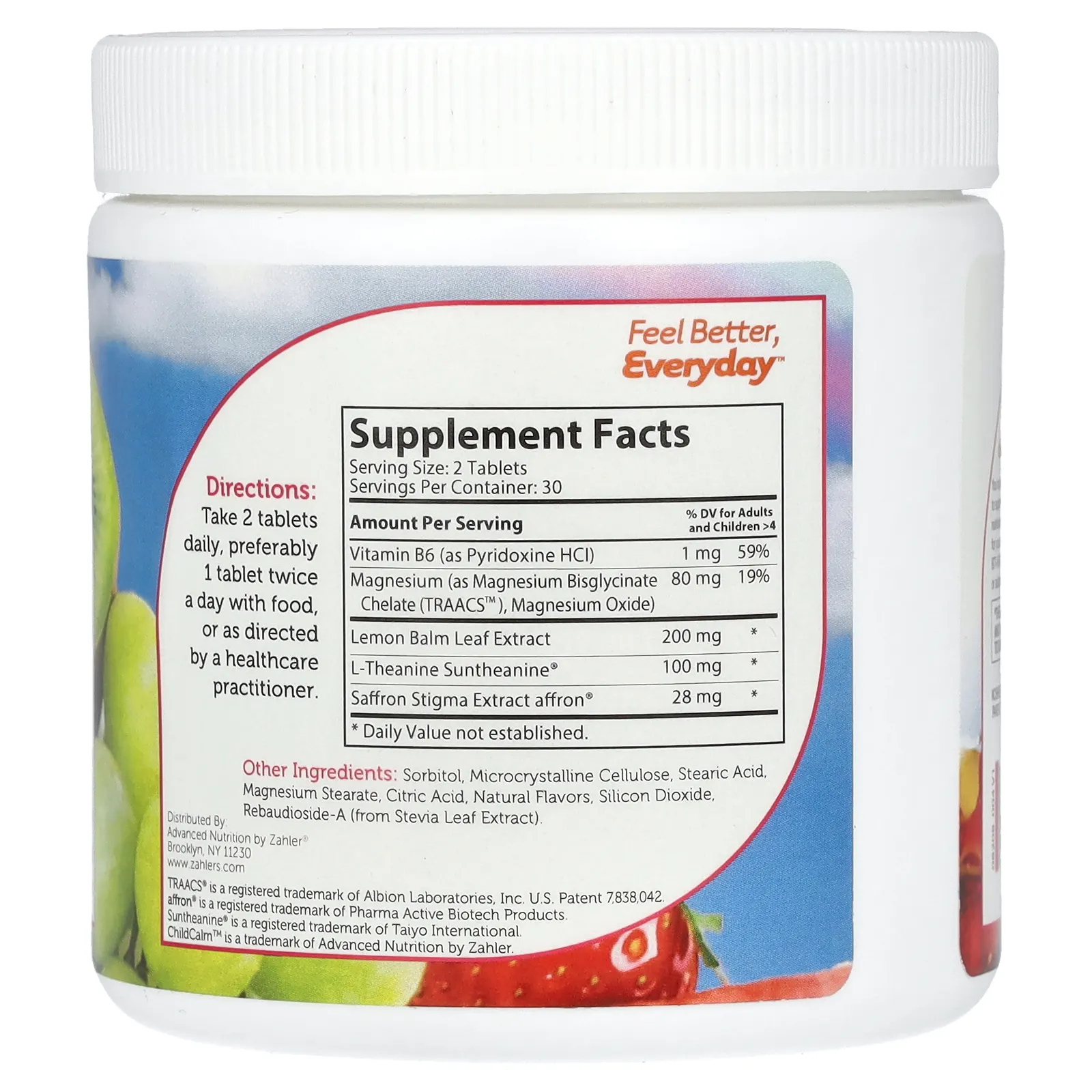 Zahler, ChildCalm, формула для поддержки расслабления детей, фруктовый пунш, 60 жевательных таблеток