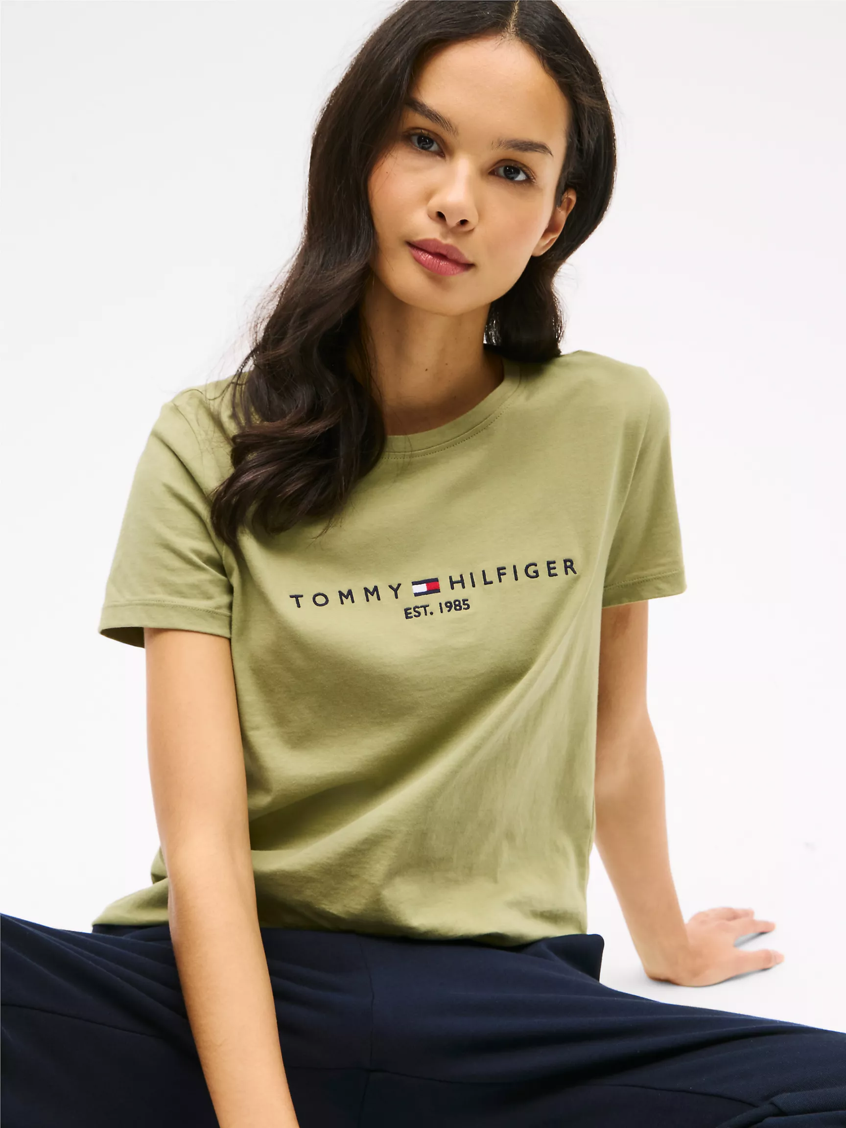 Женская футболка Tommy Hilfiger, Футболка с вышитым логотипом Tommy