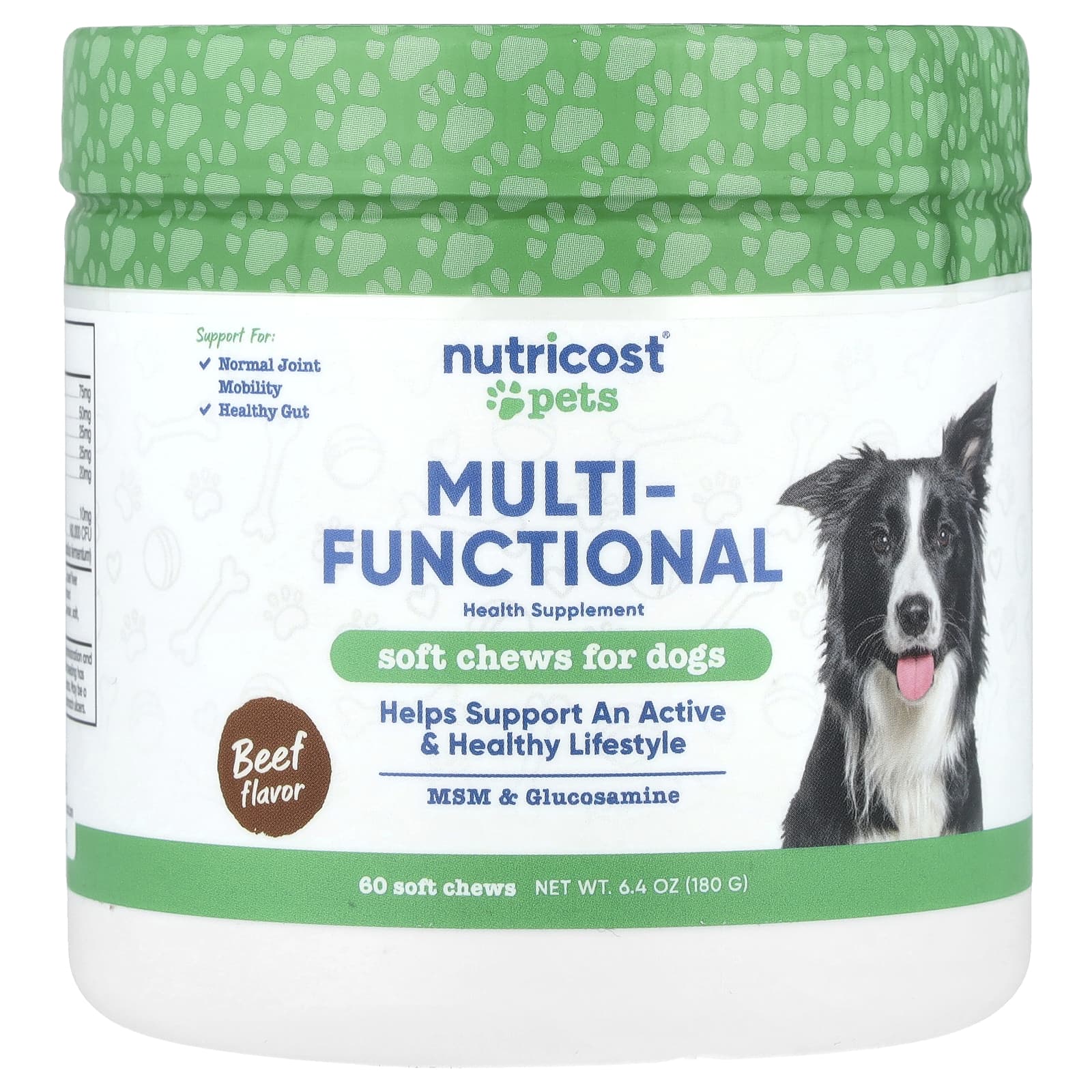 Nutricost, Pets, многофункциональное средство, для собак, говядина, 60 жевательных таблеток, 180 г (6,4 унции)