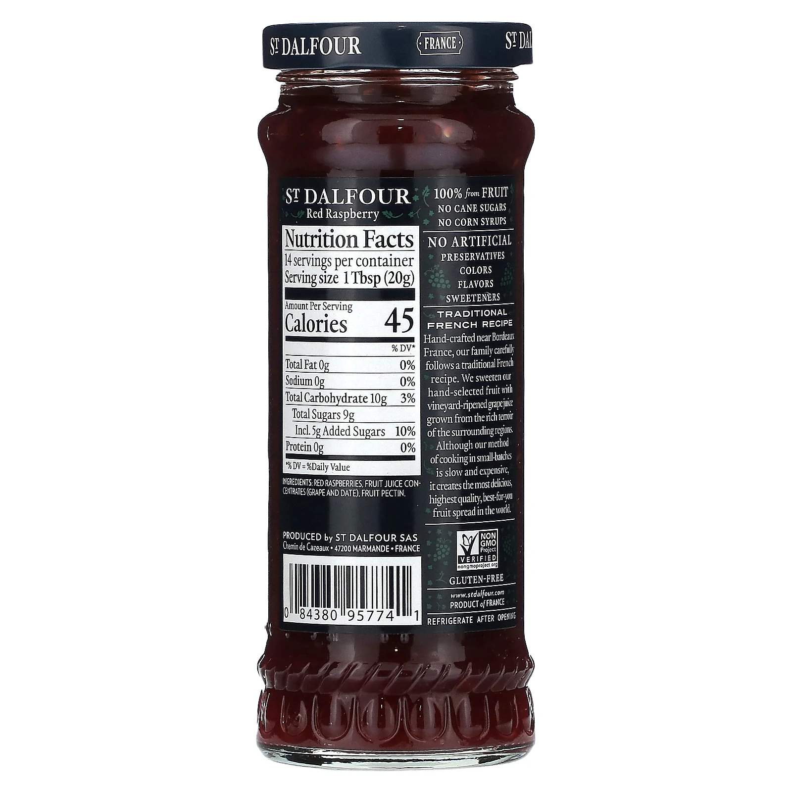 St. Dalfour, Deluxe, джем из красной малины, 284 г (10 унций)