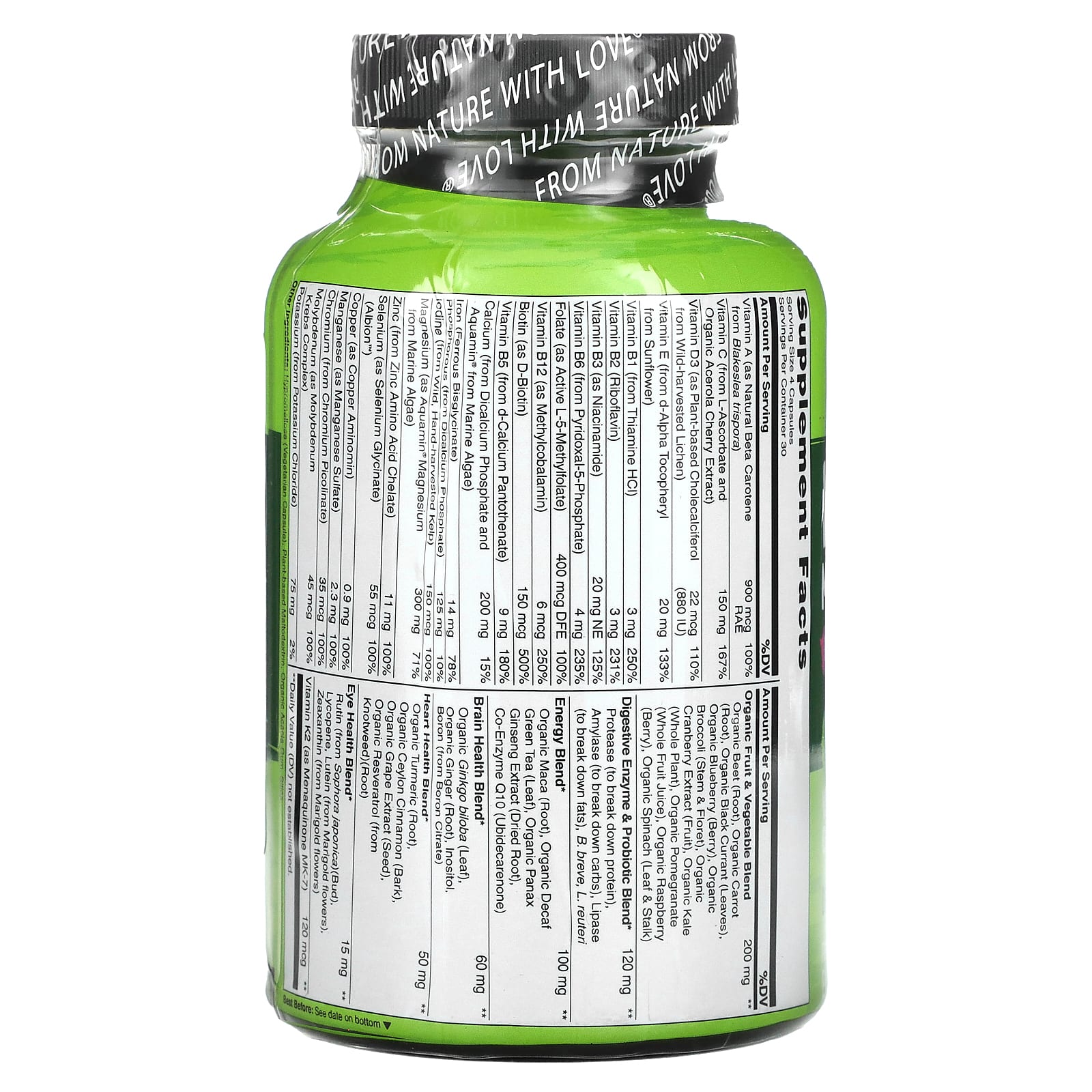 NATURELO, мультивитамины из цельных продуктов для женщин, 120 вегетарианских капсул