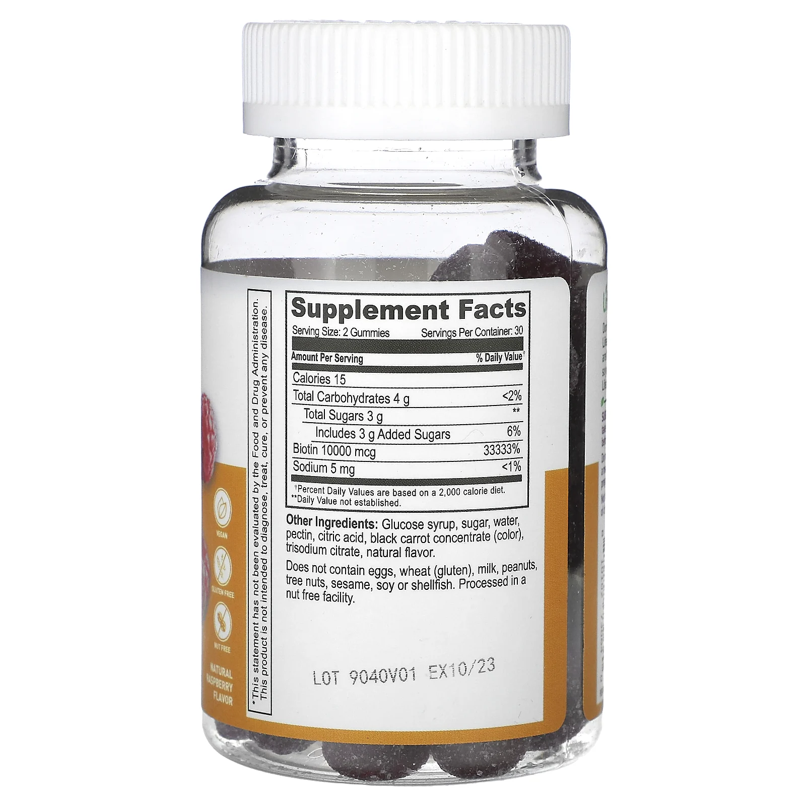 Lifeable, жевательные таблетки с биотином, со вкусом натуральной малины, 10 000 мкг, 60 жевательных таблеток (5000 мкг в одной жевательной таблетке)