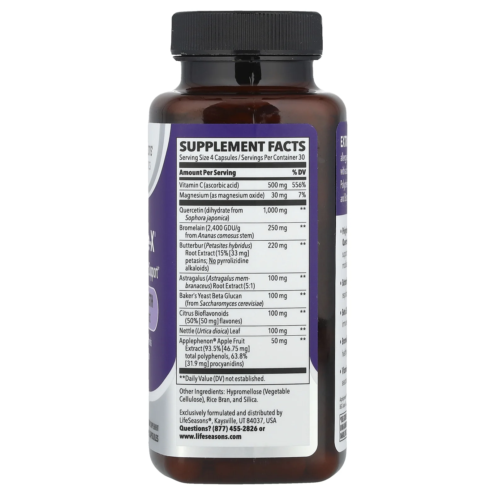 LifeSeasons, Therapeutics, Breathe-X® с экстрактом белокопытника, дополнительная сила, 120 растительных капсул