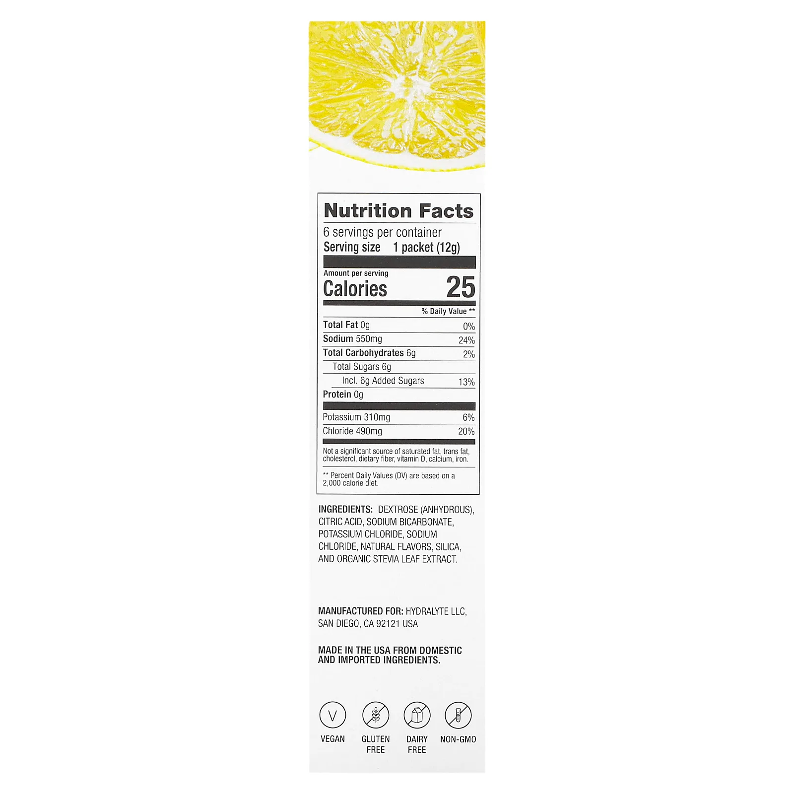 Hydralyte, Shay Mitchell, улучшенное увлажнение, лимонный сок, 6 пакетиков по 12 г (0,42 унции)