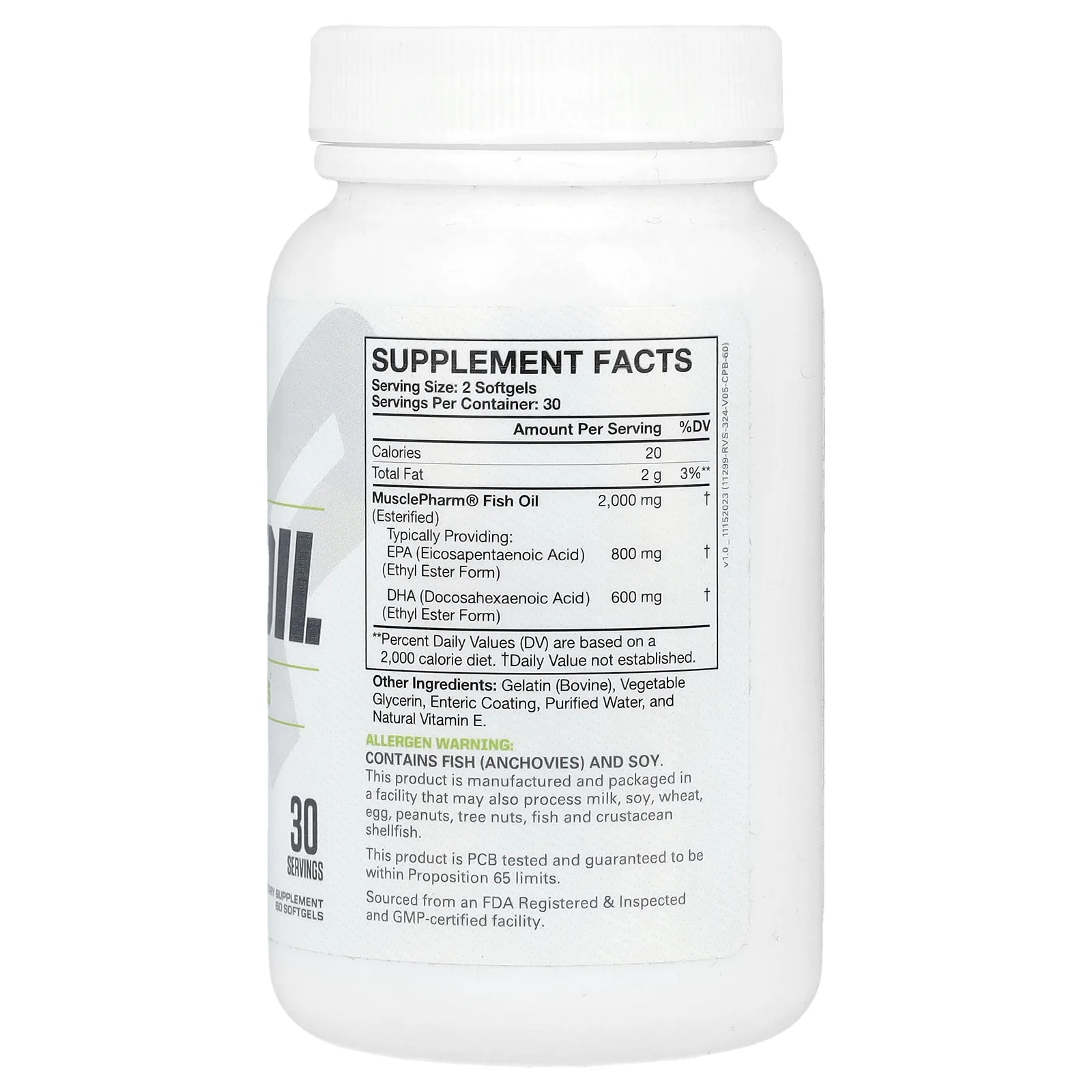 MusclePharm, Essential, рыбий жир, 2000 мг, 60 капсул (1000 мг в 1 капсуле)