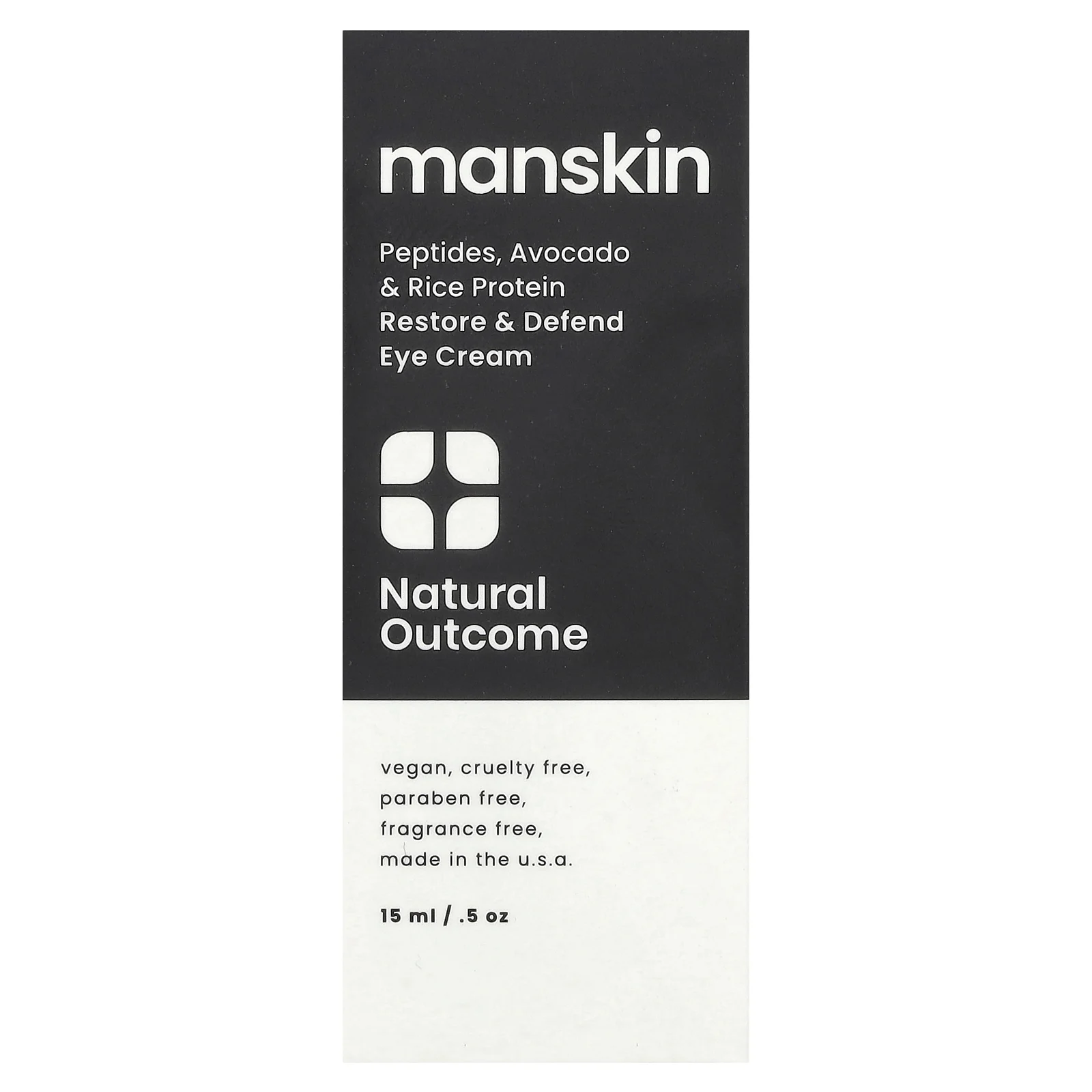 Natural Outcome, Manskin Restore & Defend, крем для кожи вокруг глаз, без отдушек, 15 мл (0,5 унции)