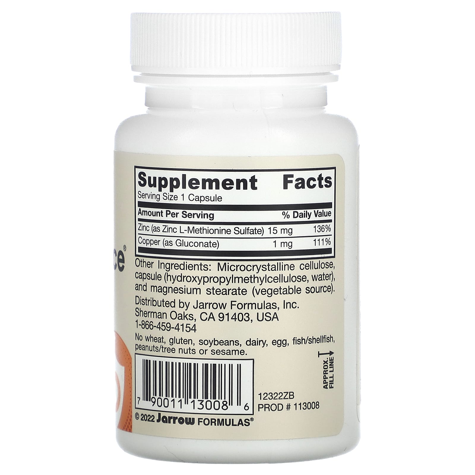 Jarrow Formulas, Zinc Balance, веганская добавка, 100 растительных капсул