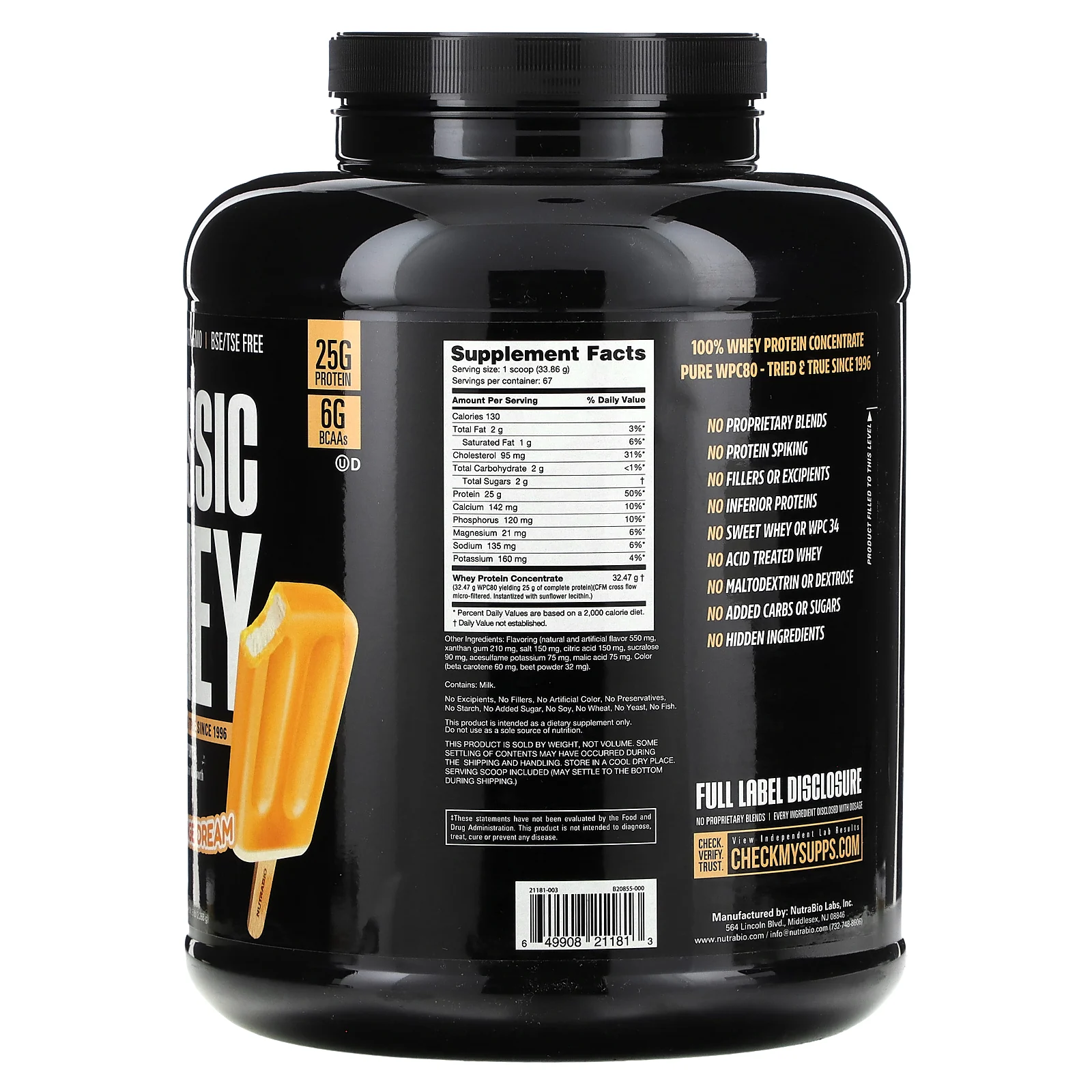NutraBio, Classic Whey Protein, Orange Dream, 2268 г (5 фунтов)