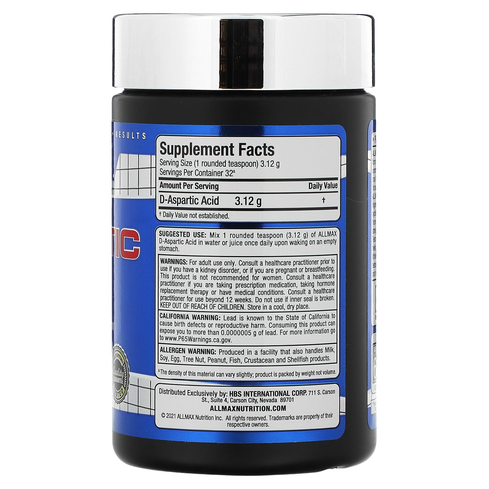 ALLMAX, D-аспарагиновая кислота, 100 г