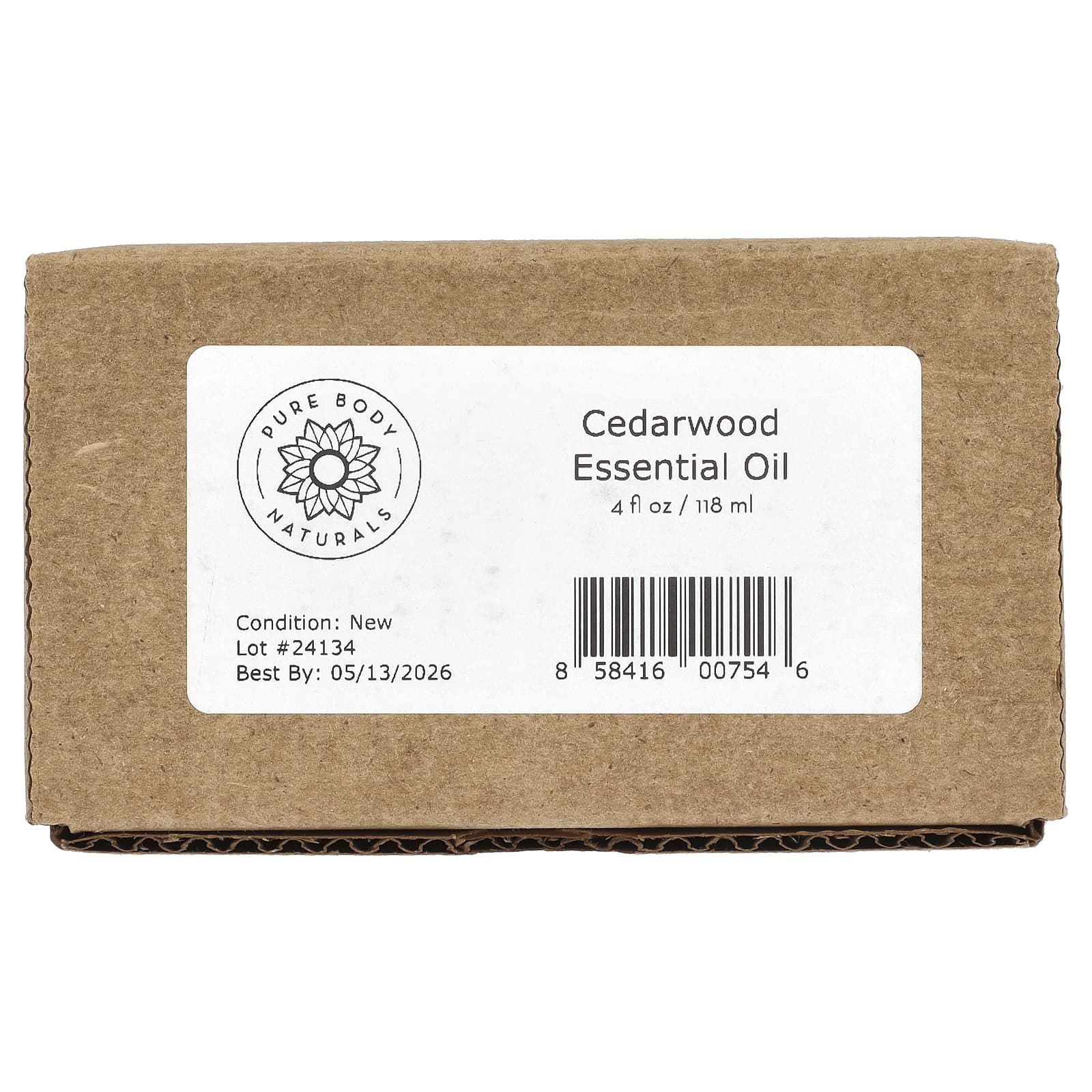 Pure Body Naturals, 100% чистое эфирное масло, кедр, 118 мл (4 жидк. Унции)