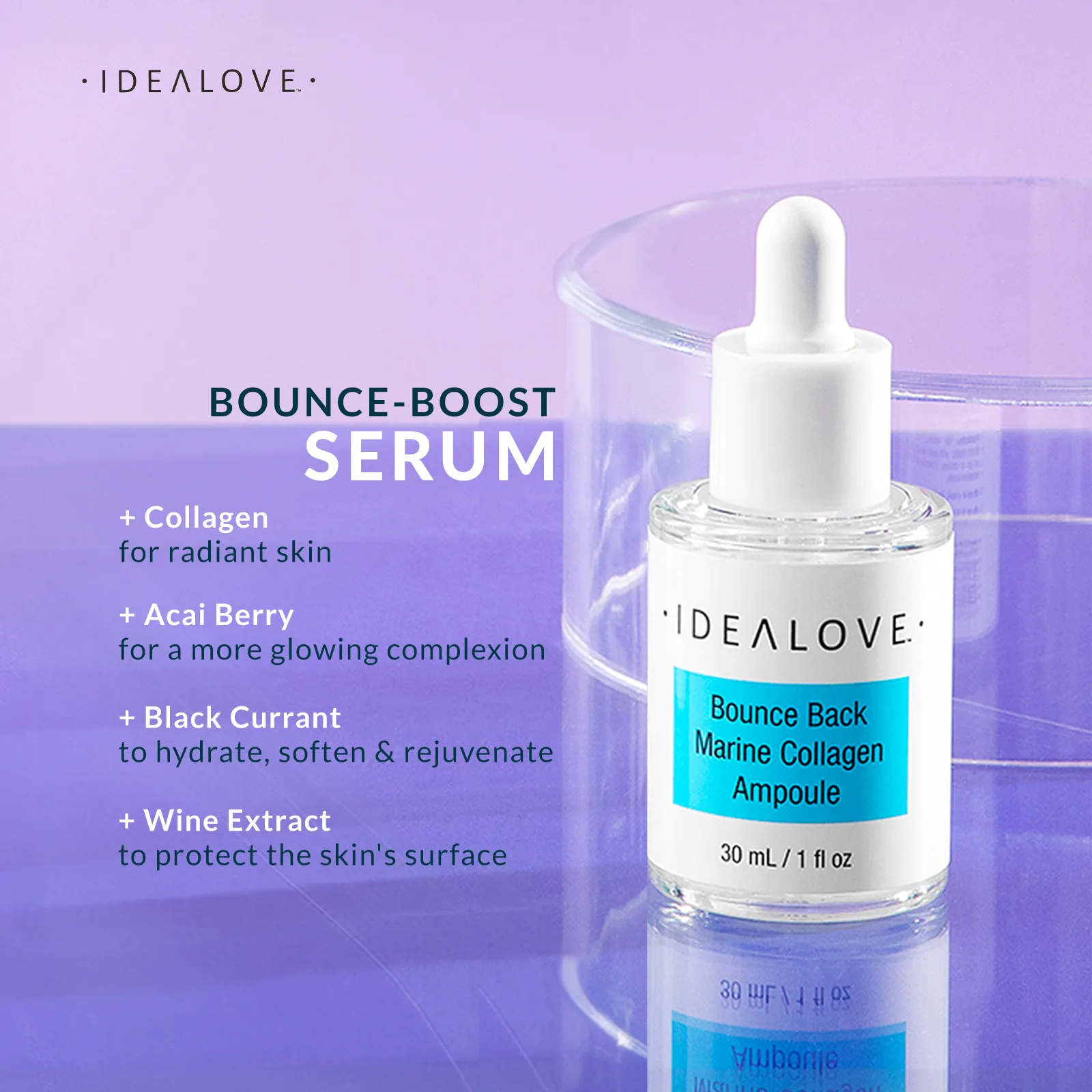 Idealove, Bounce Back, Marine Collagen Ampoule, сыворотка с морским коллагеном, 30 мл (1 жидк. унция)