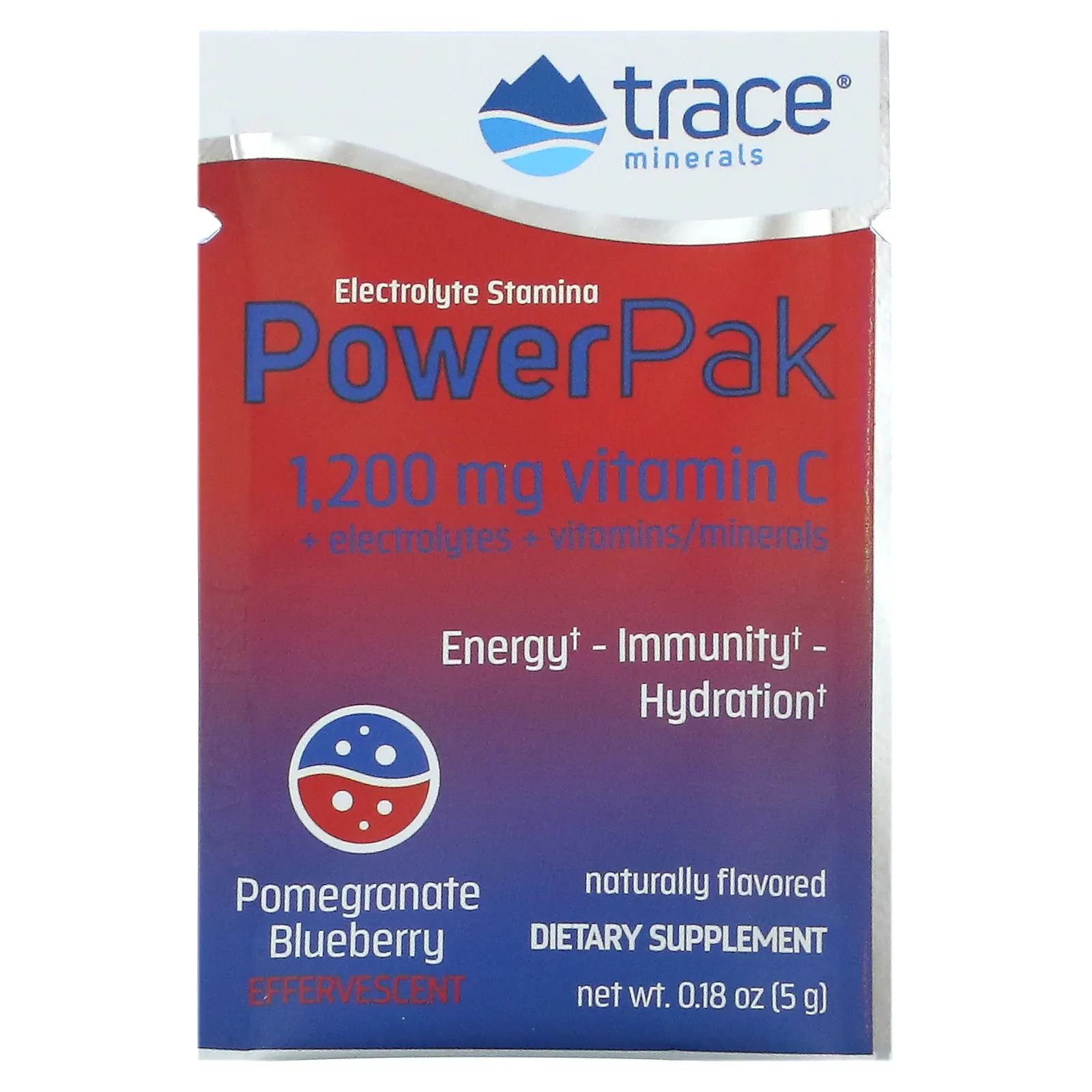 Trace Minerals ®, электролит для повышения выносливости, PowerPak, со вкусом граната и черники, 30 пакетиков по 5 г (0,18 унции)