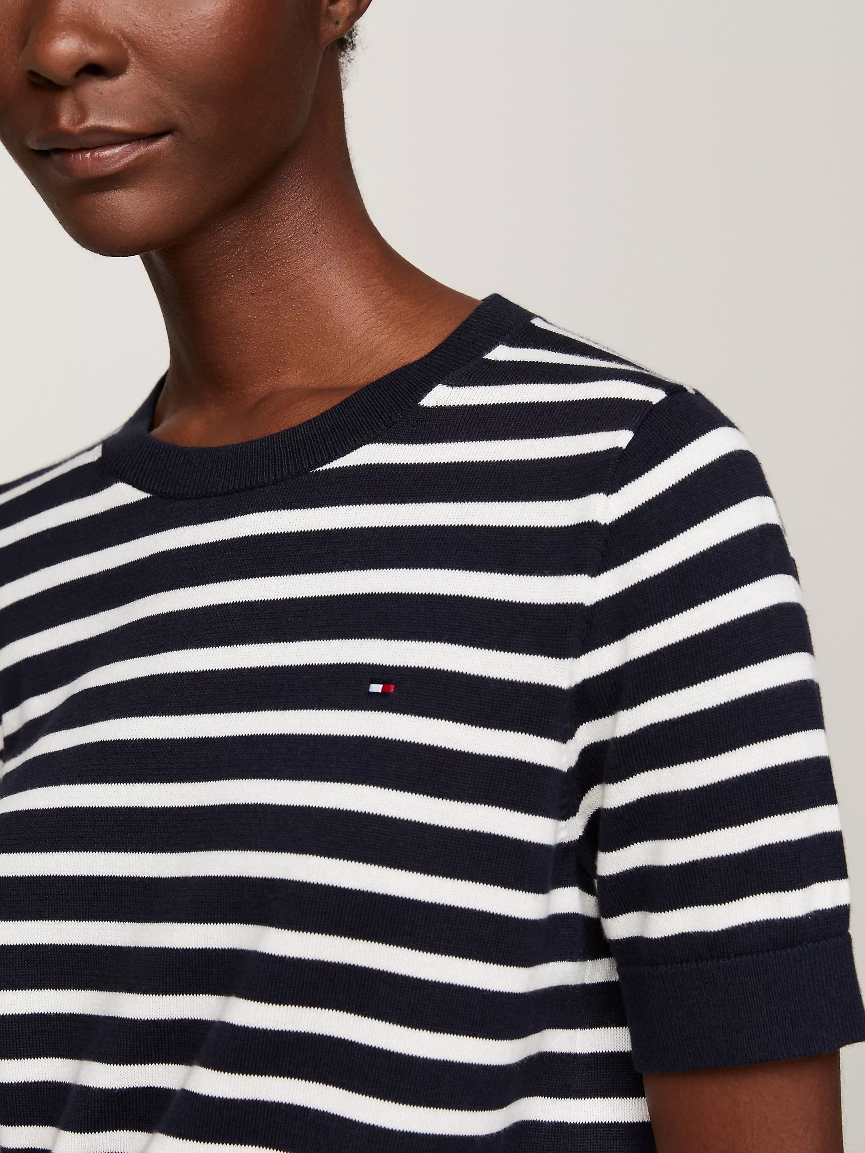 Женский свитер Tommy Hilfiger, Вязаный свитер из органического хлопка с круглым вырезом