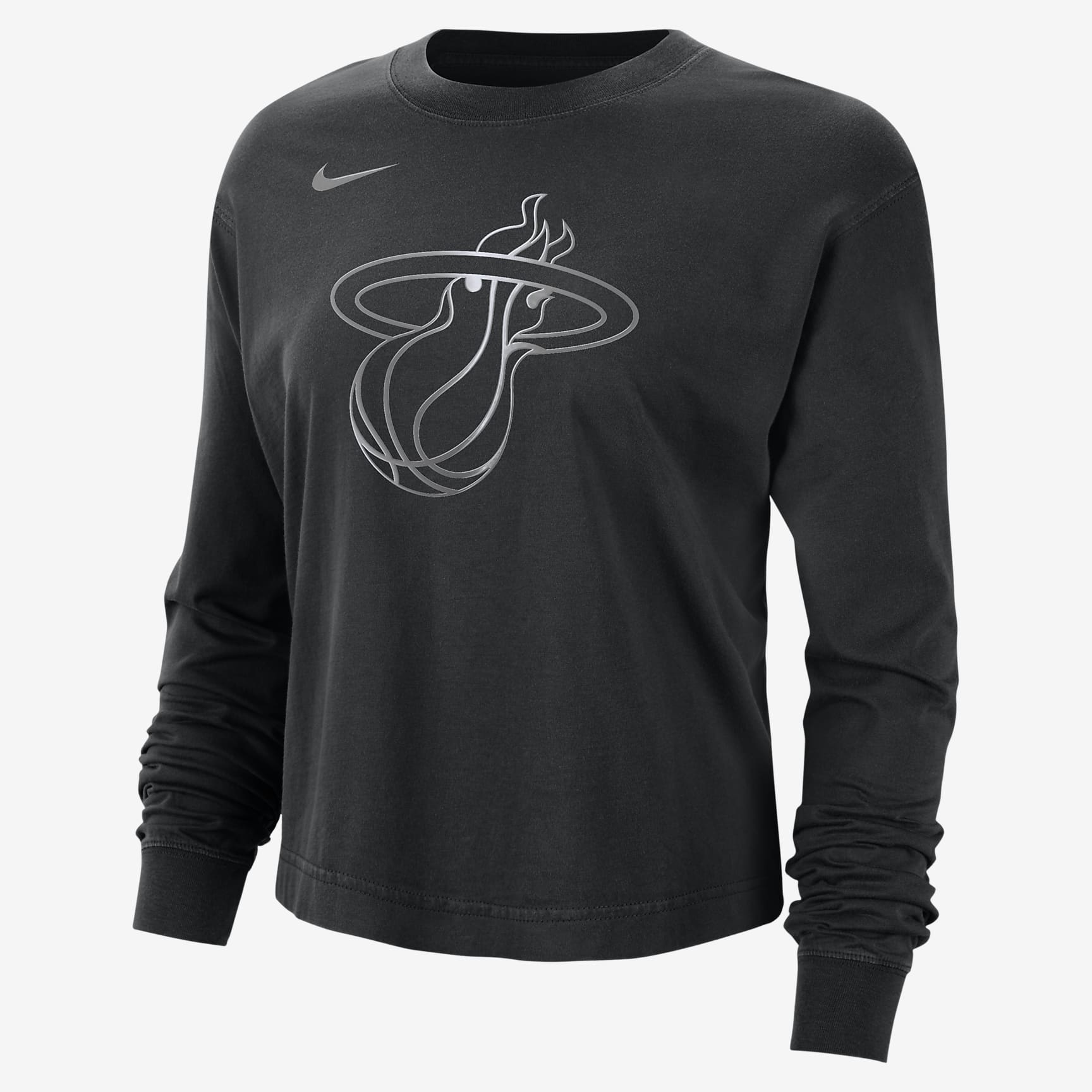 Miami Heat Courtside Women's Nike NBA Shine Boxy Long-Sleeve T-Shirt