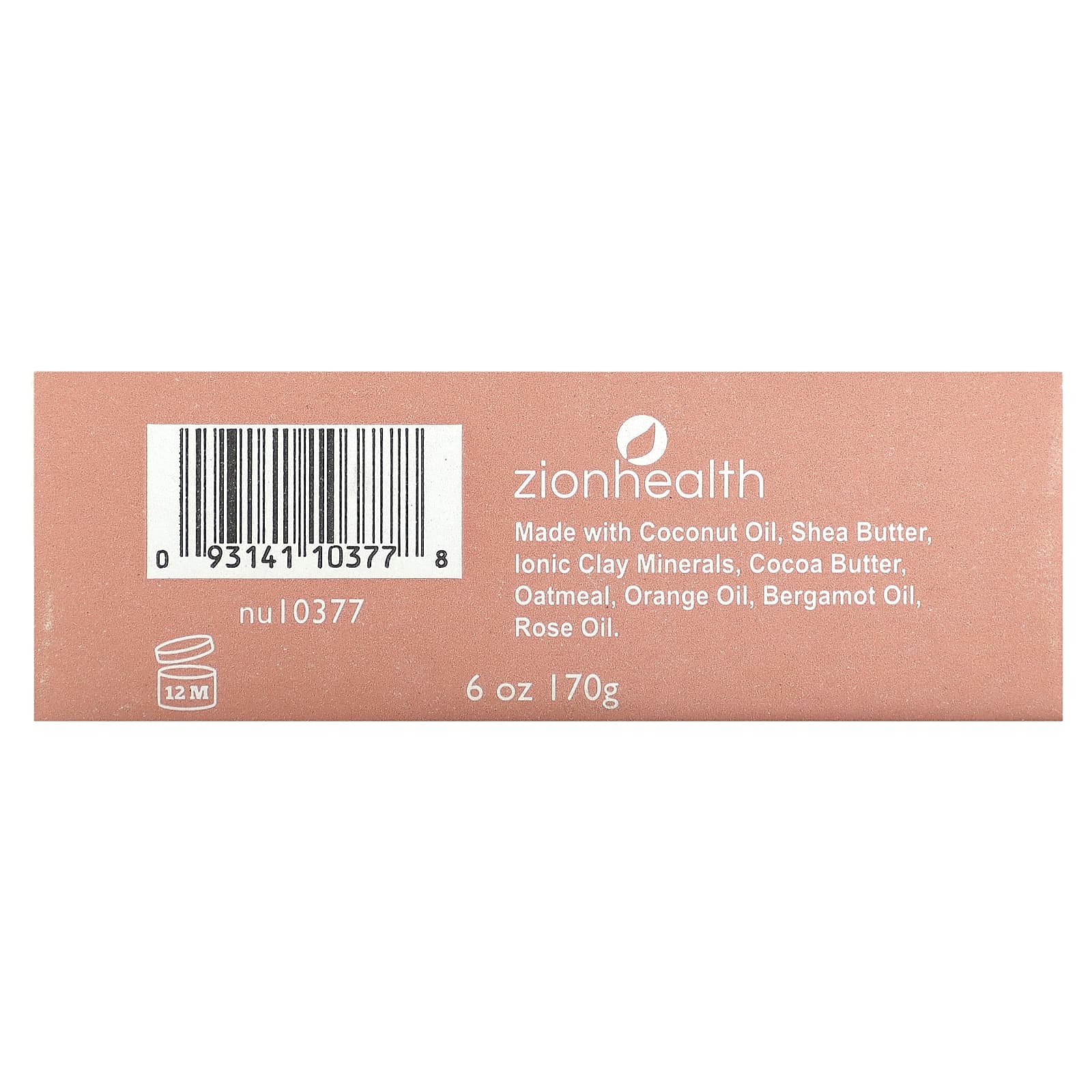 Zion Health, Кусковое мыло с бергамотом и розой Ancient Clay, 170 г (6 унций)