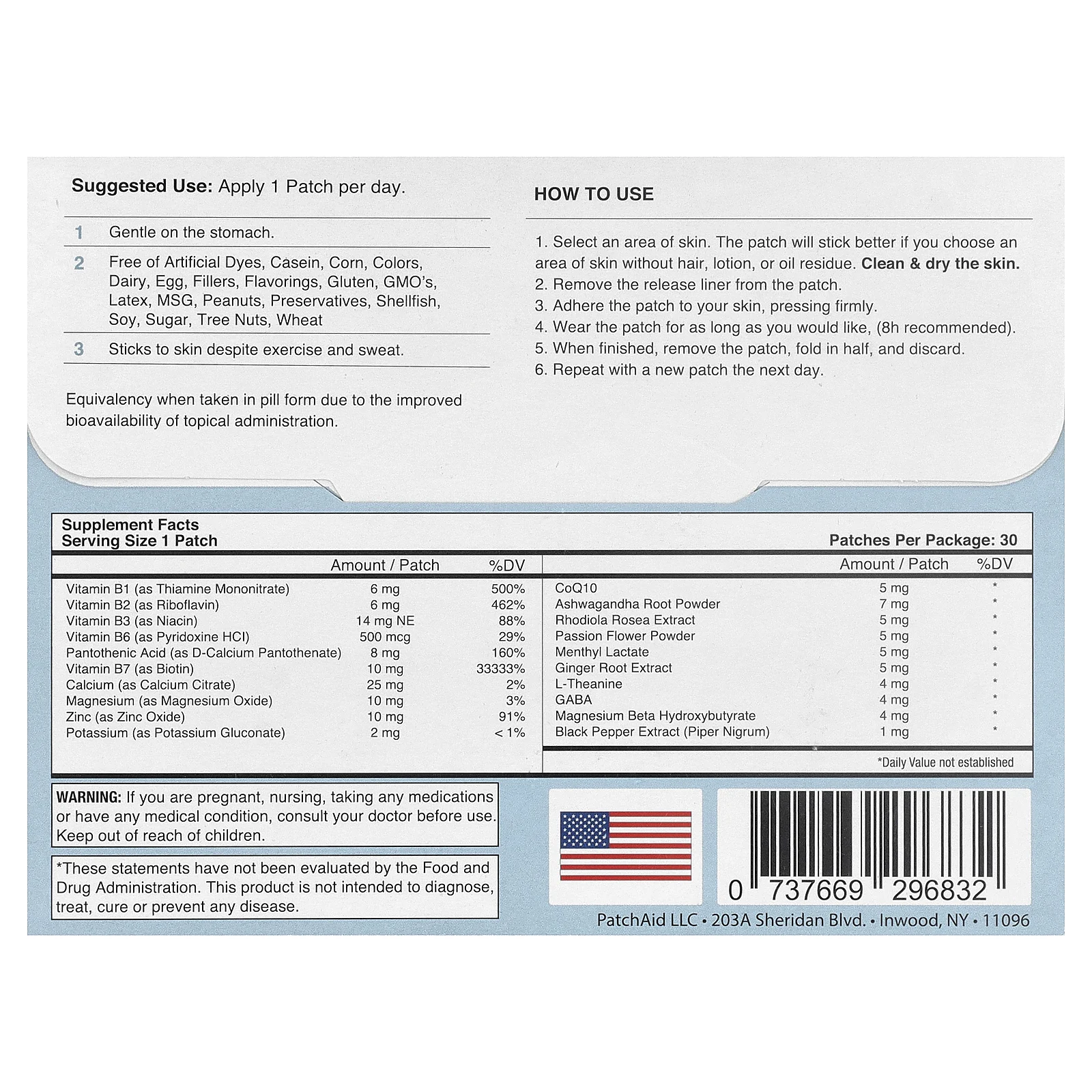 PatchAid, Relax & Unwind Patch, патч для расслабления, 30 патчей