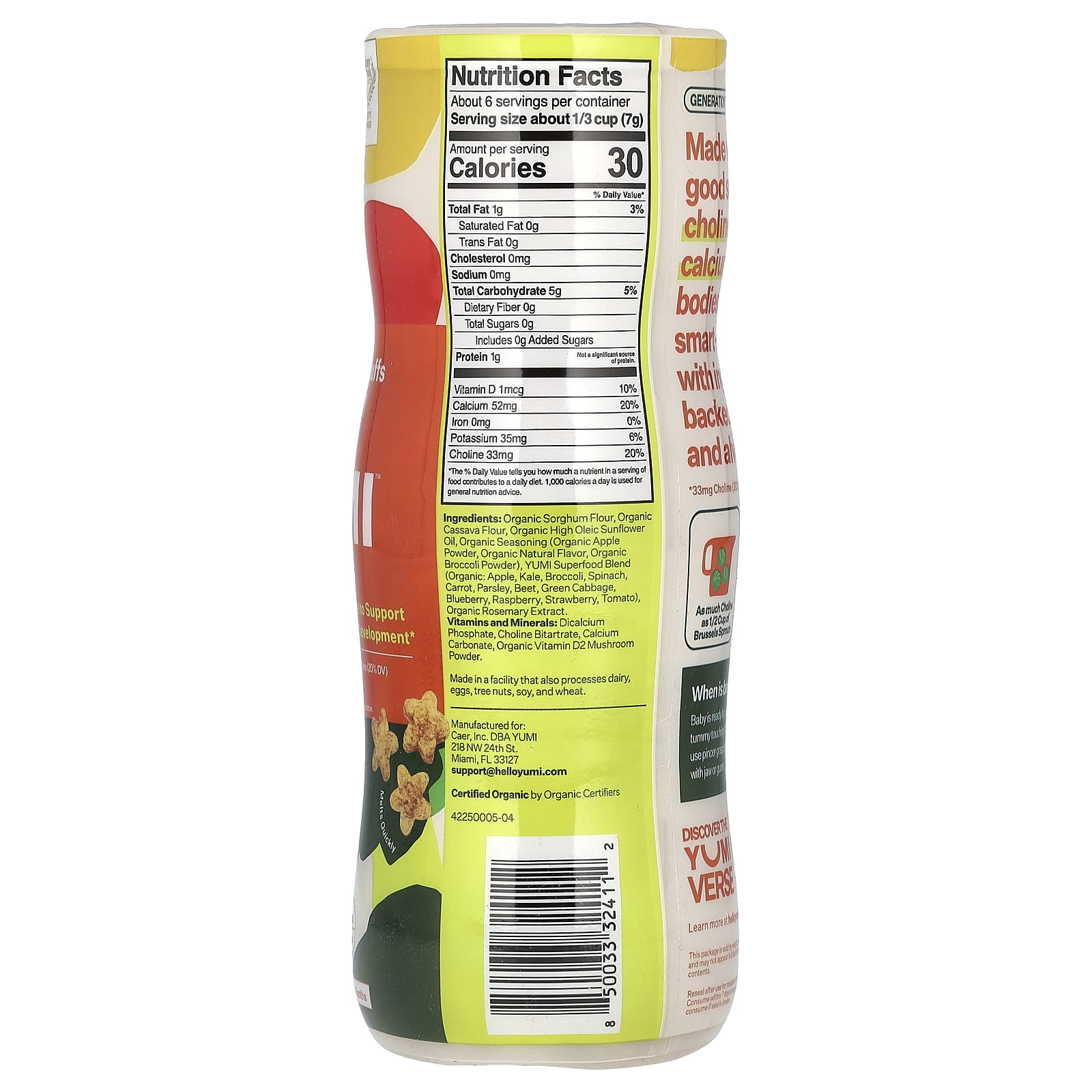 Yumi, органические колечки без риса, для детей от 8 месяцев, яблоко и брокколи, 42,5 г (1,5 унции)