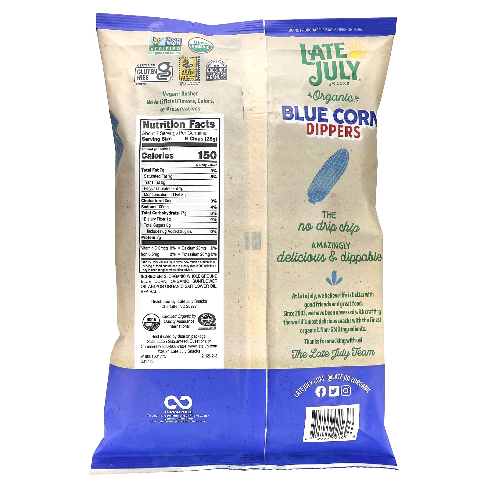 Late July, органические дипперсы из голубой кукурузы, 209 г (7,4 унции)