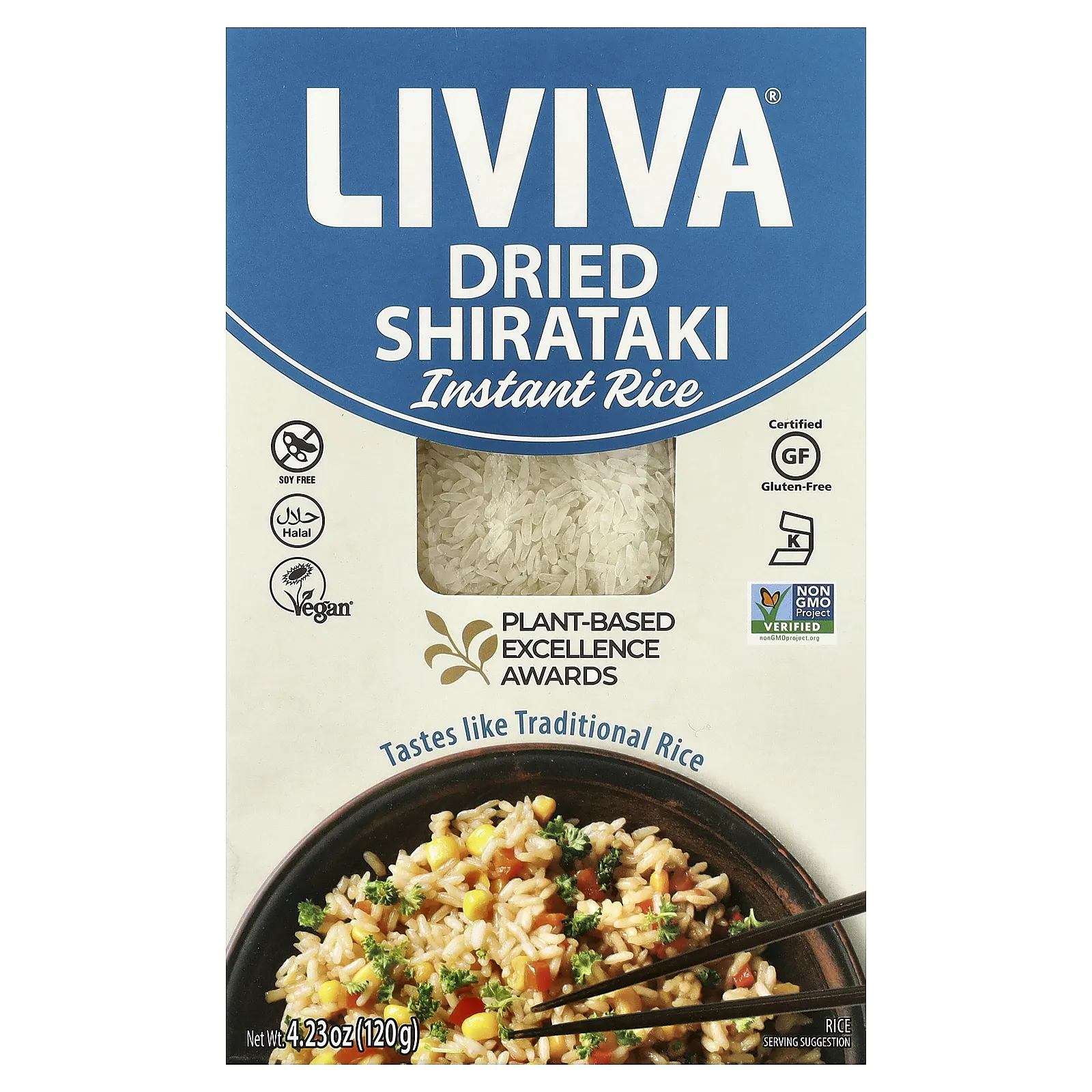 LIVIVA, сушеный растворимый рис ширатаки, 120 г (4,23 унции)