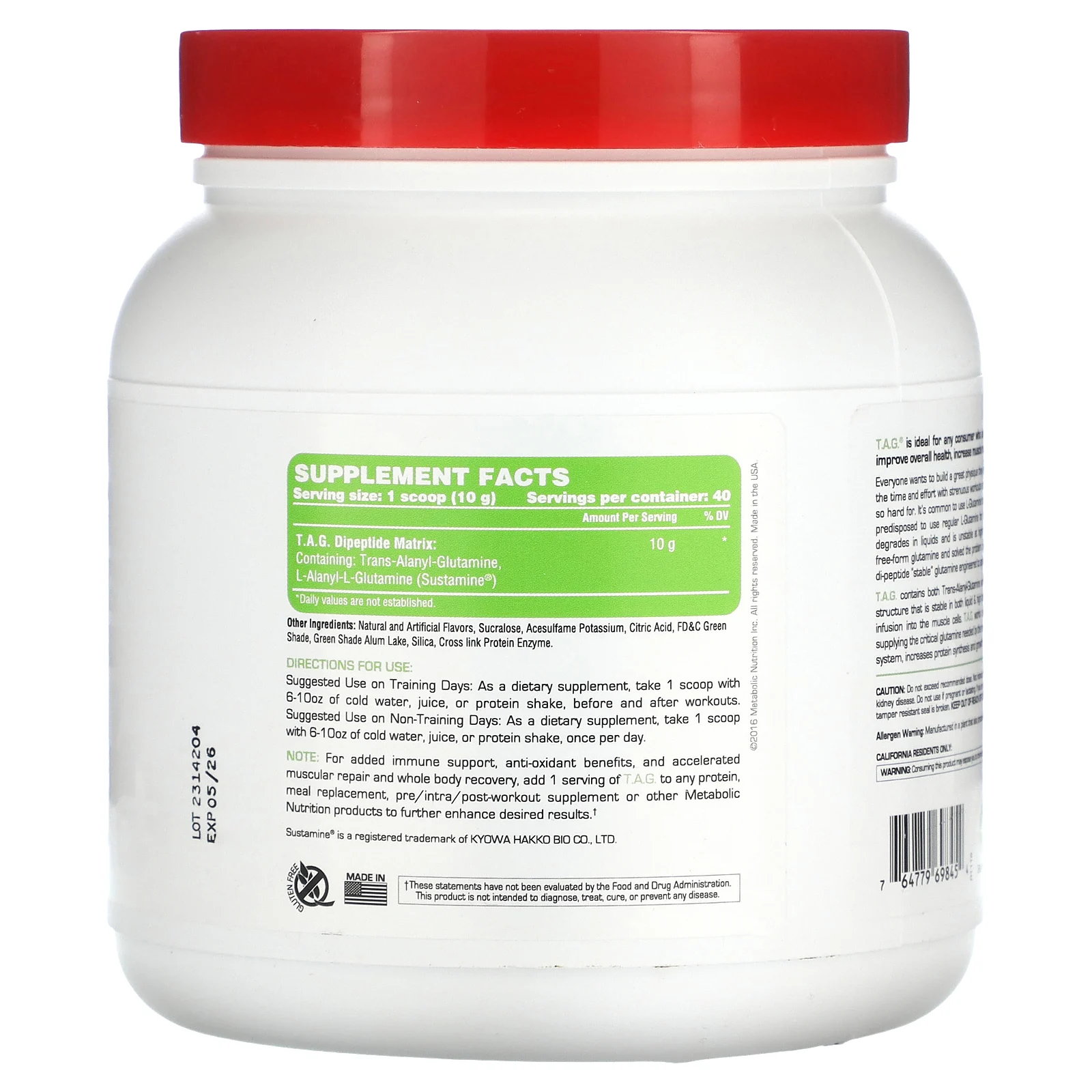 Metabolic Nutrition, TAG, зеленое яблоко`` 400 г