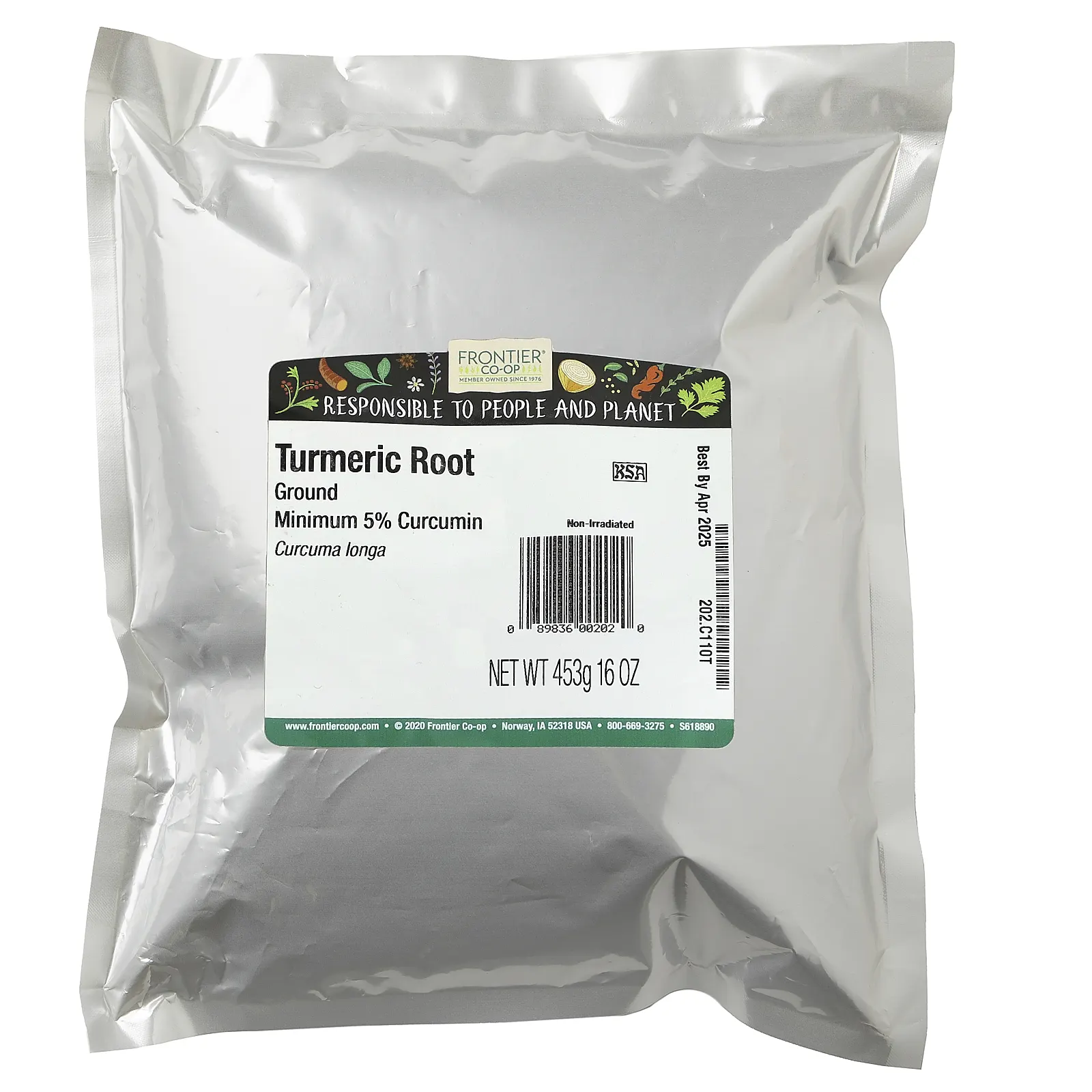 Frontier Co-op, молотый корень куркумы, 453 г (16 унций)