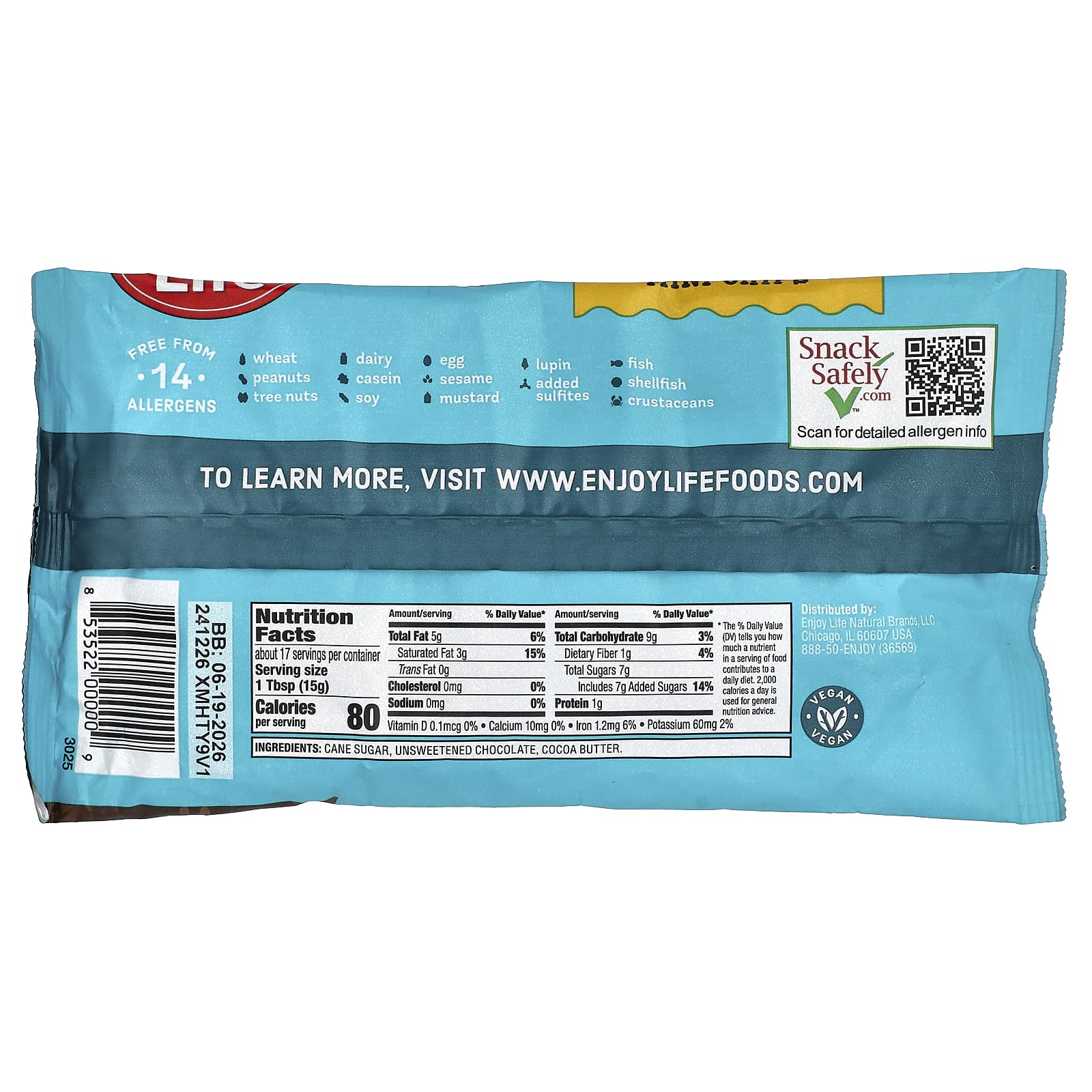 Enjoy Life Foods, мини-чипсы, 100% настоящий шоколад, полусладкий, 255 г (9 унций)