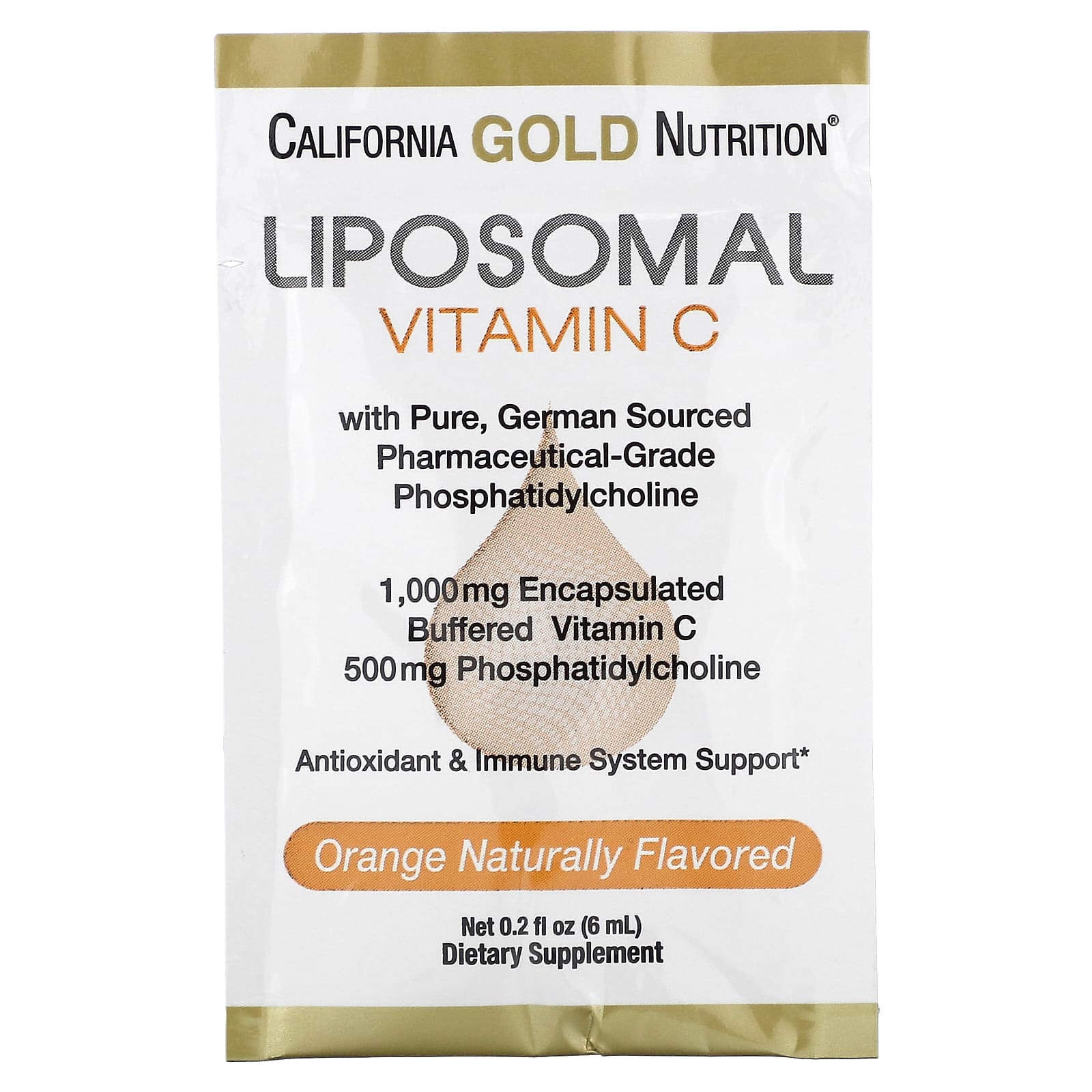 California Gold Nutrition, липосомальный витамин C, 1000 мг, 30 пакетиков по 6 мл (0,2 жидк. унции)