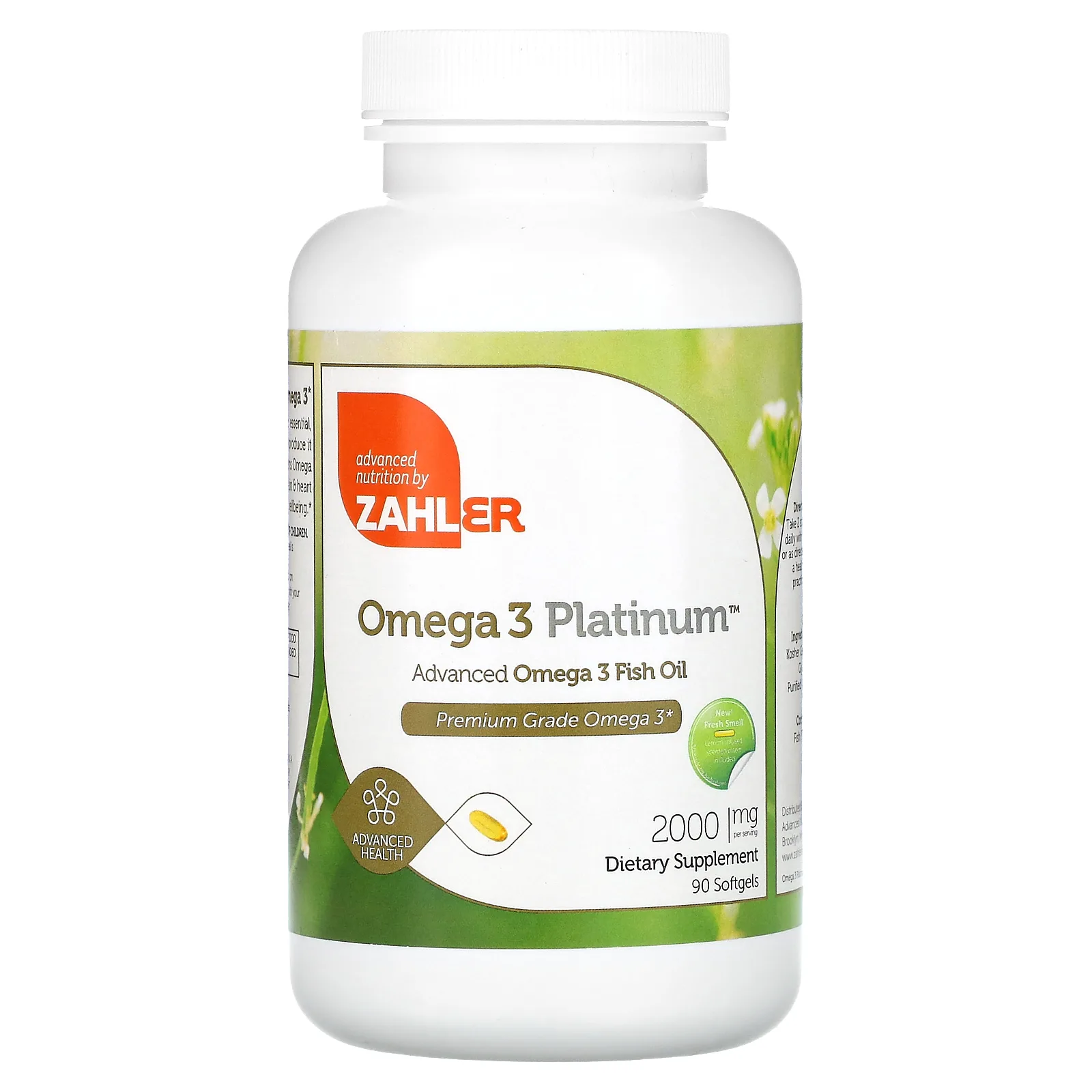 Zahler, Omega 3 Platinum, рыбий жир с омега-3, улучшенная формула, 2000 мг, 90 капсул (1000 мг в 1 капсуле)