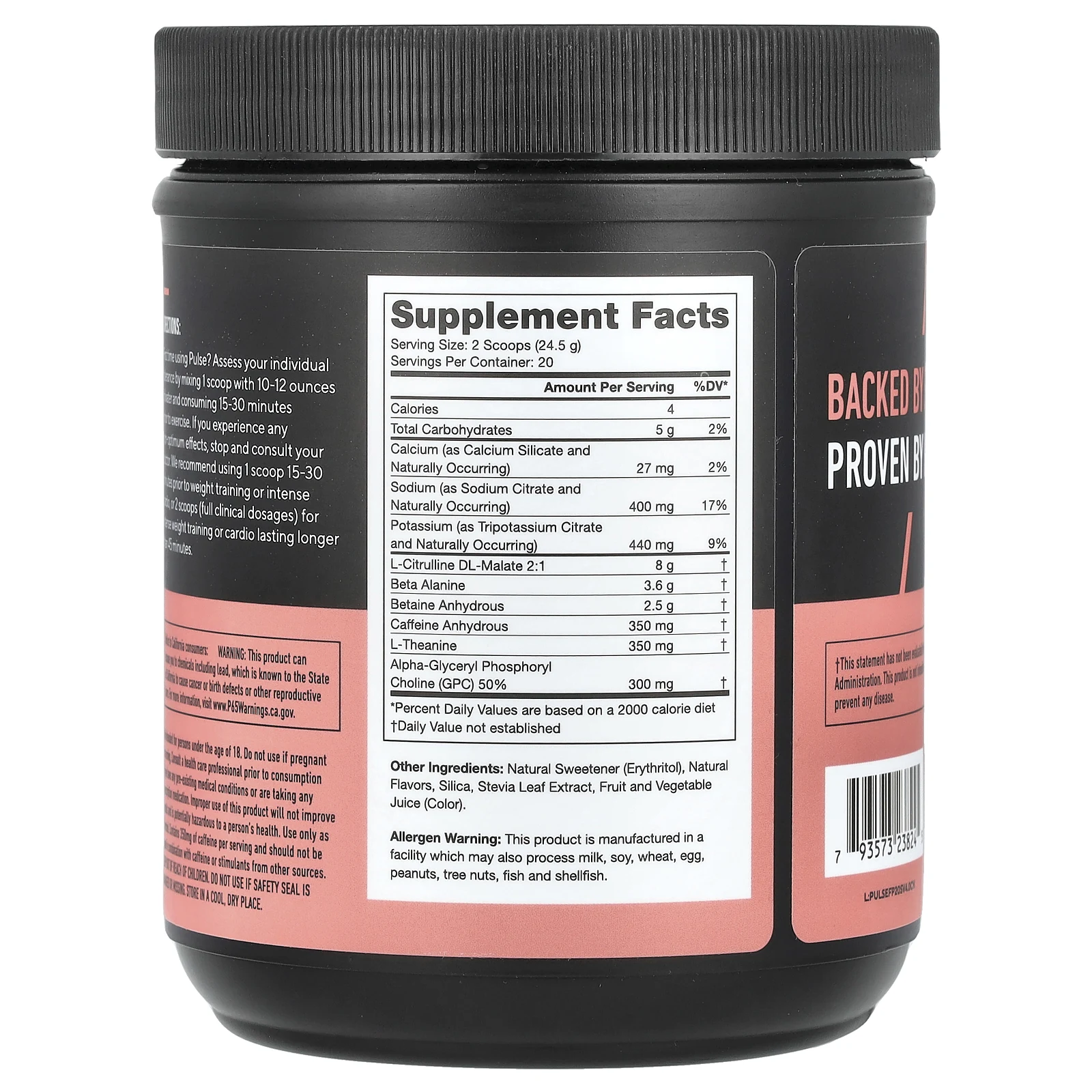 Legion Athletics, Pulse, предтренировочный напиток, фруктовый пунш, 490 г (1,08 фунта)