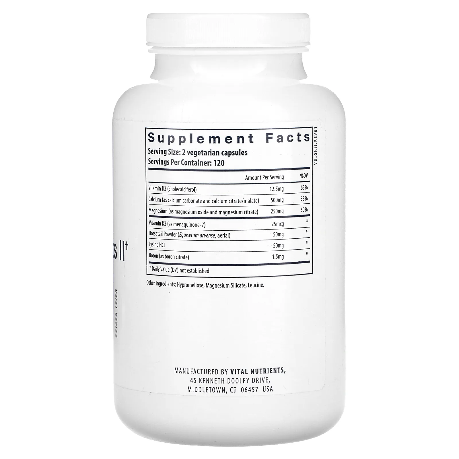 Vital Nutrients, Osteo-Nutrients II с витамином K2-7, 240 вегетарианских капсул