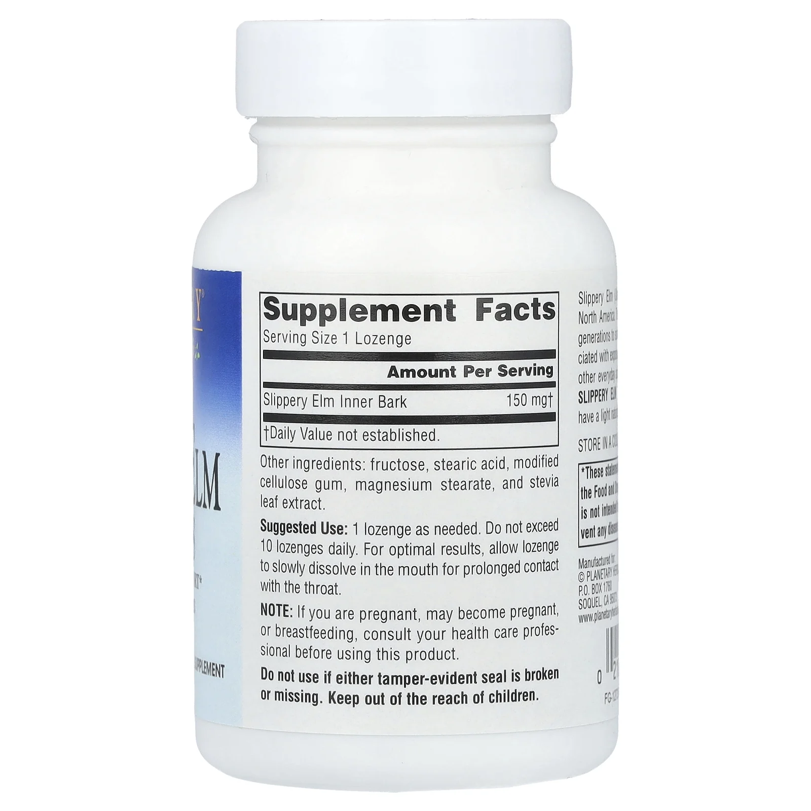 Planetary Herbals, Леденцы со скользким вязом, без добавок, 150 мг, 100 леденцов