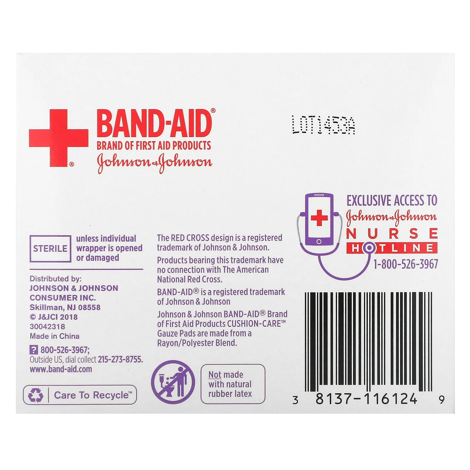 Band Aid, Cushion-Care, марлевые салфетки, маленькие, 25 шт.