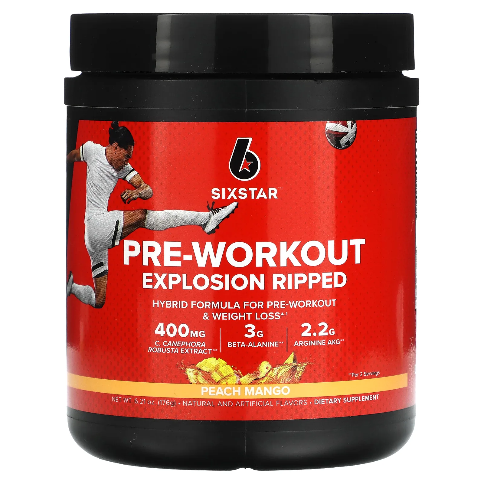 SIXSTAR, Elite Series, Pre-Workout Explosion, предтренировочный для рельефа, персик и манго, 173 г (6,10 унции)