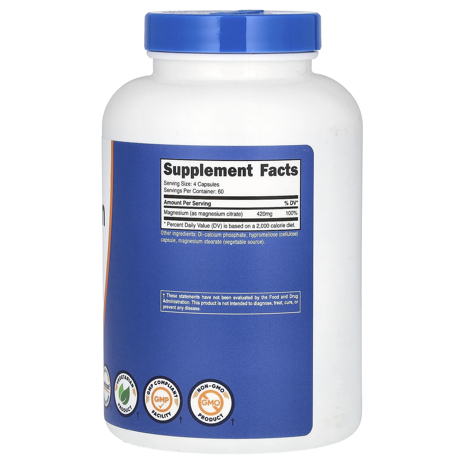 Nutricost, цитрат магния, 420 мг, 240 капсул (105 мг в 1 капсуле)