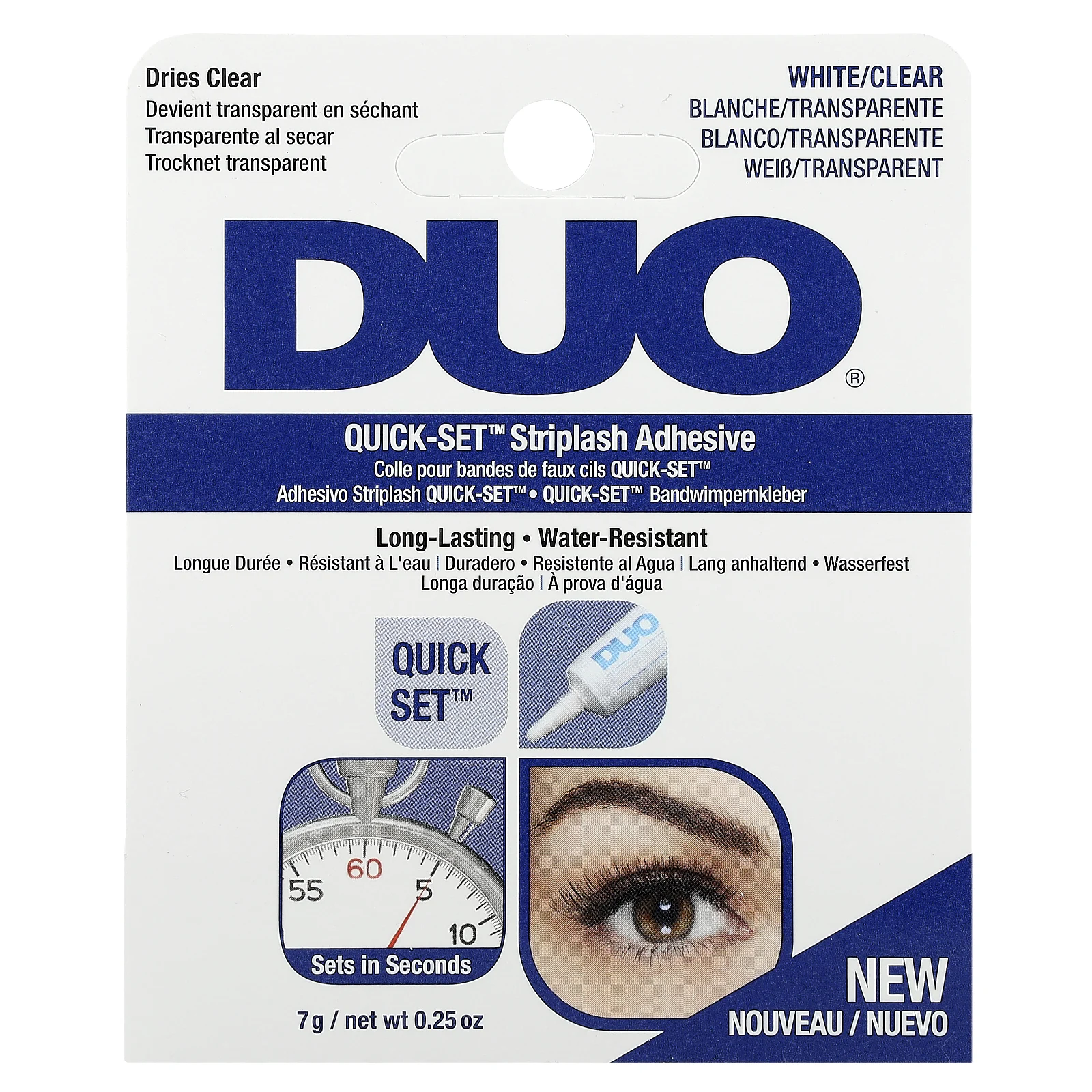 DUO, Клей Quick-Set ™ Striplash, белый / прозрачный, 7 г (0,25 унции)