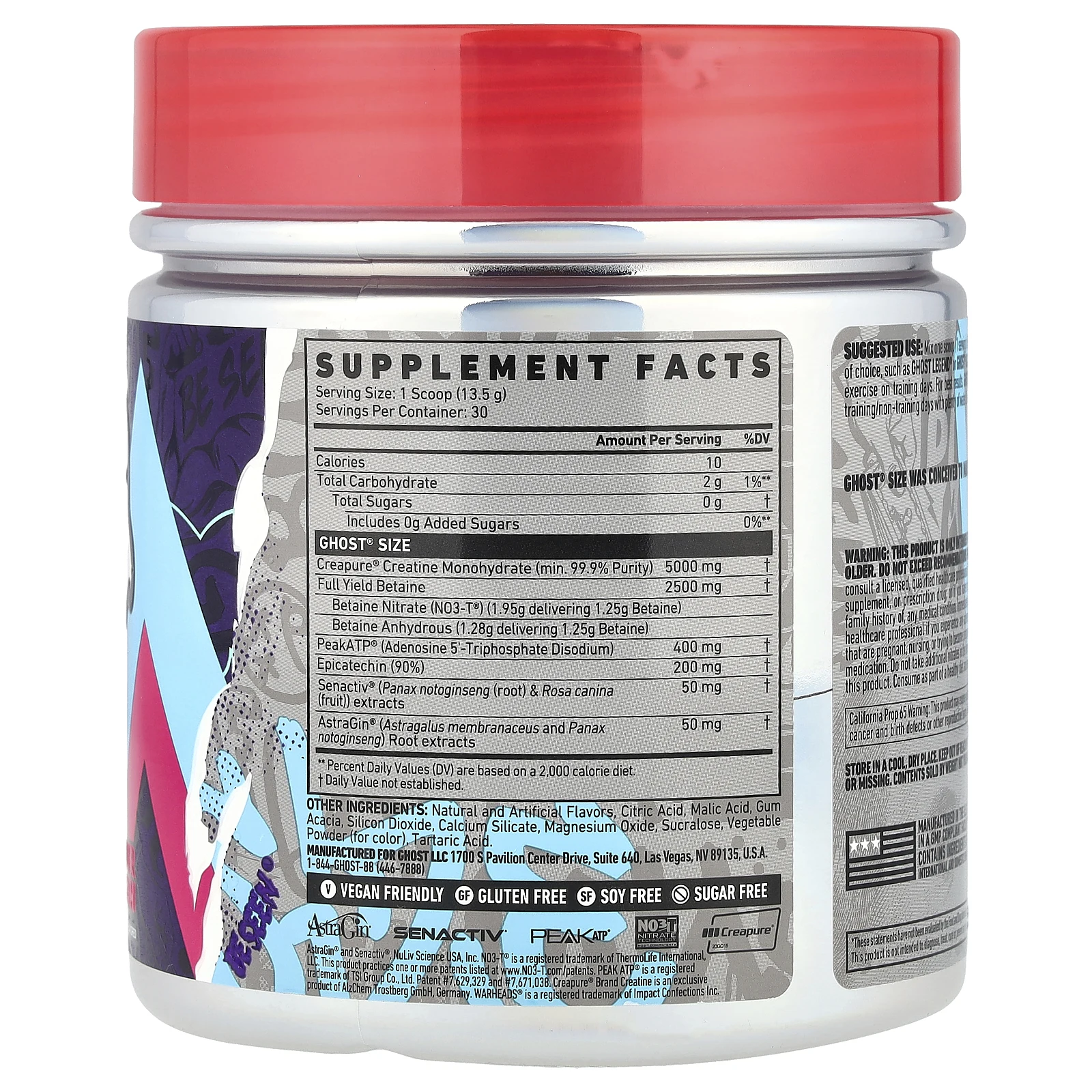 Ghost, Size, Muscle Builder, кислый арбуз WarHeads, 405 г (14,3 унции)