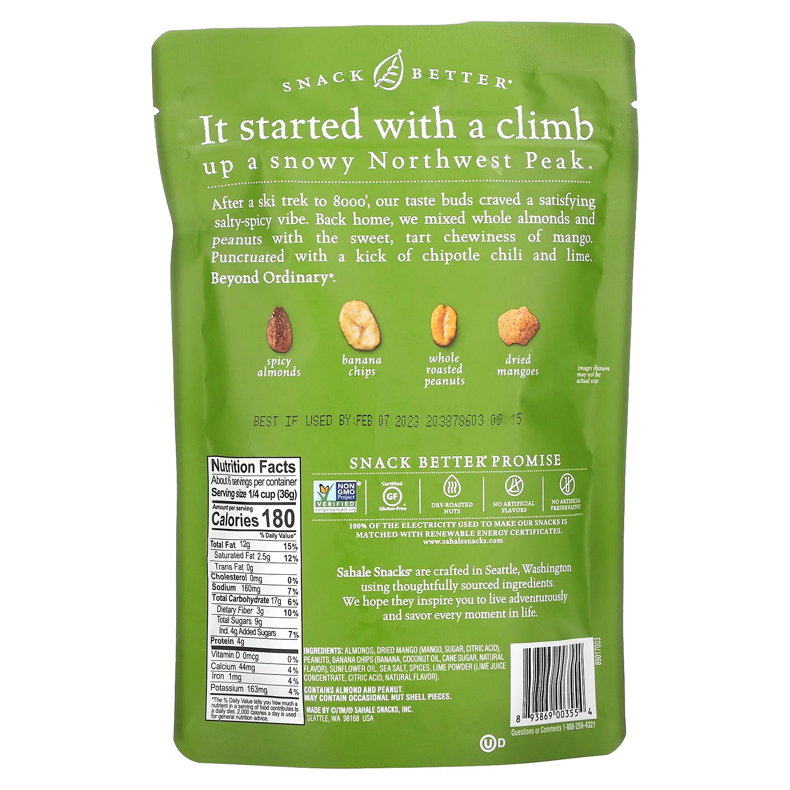 Sahale Snacks, смесь миндаля, орехов и сухофруктов, манго, 227 г (8 унций)