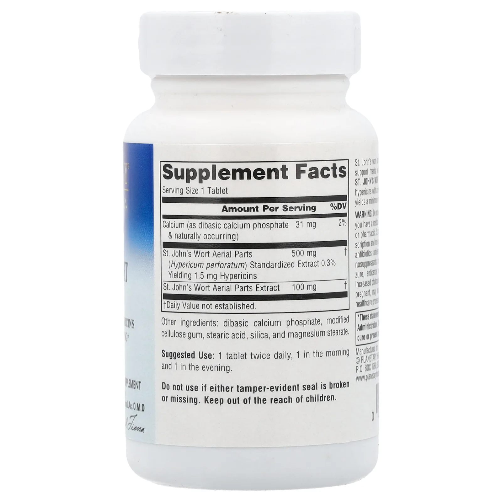 Planetary Herbals, Экстракт зверобоя полного спектра, 600 мг, 60 таблеток