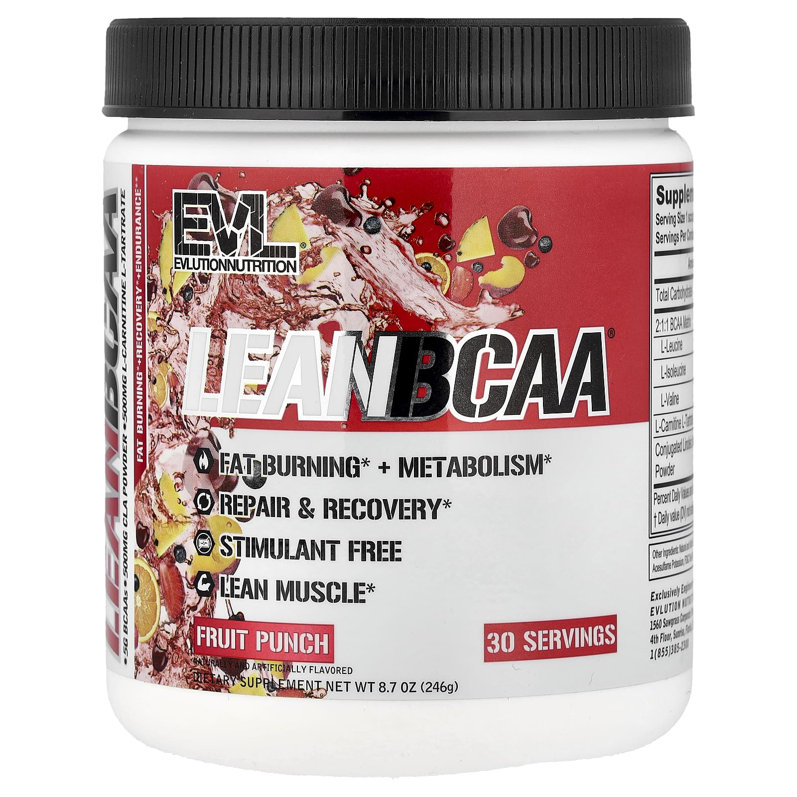 EVLution Nutrition, Lean BCAA®, фруктовый пунш, 246 г (8,7 унции)