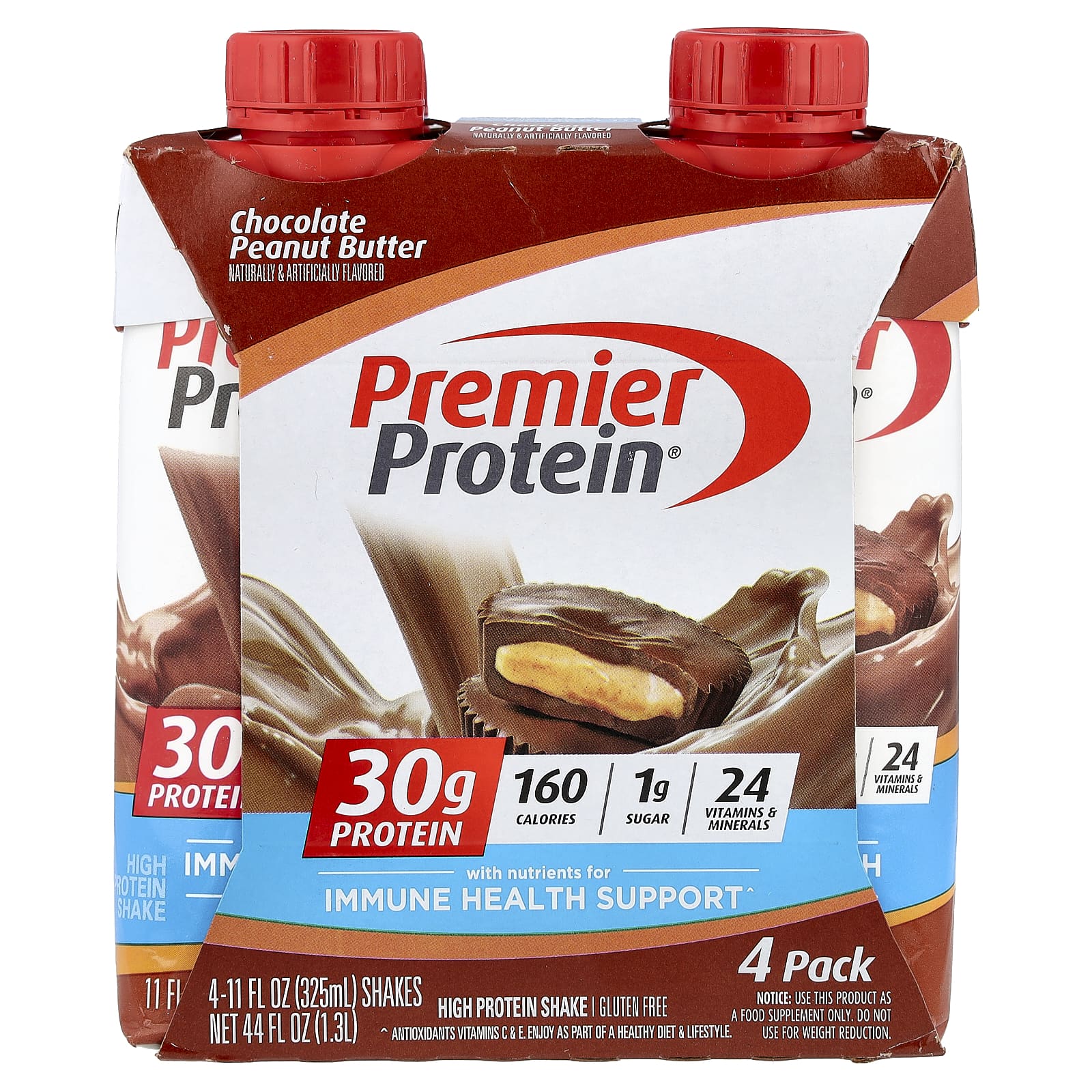 Premier Protein, высокопротеиновый коктейль, шоколад и арахисовая паста, 4 шт. по 325 мл (11 жидк. унций)