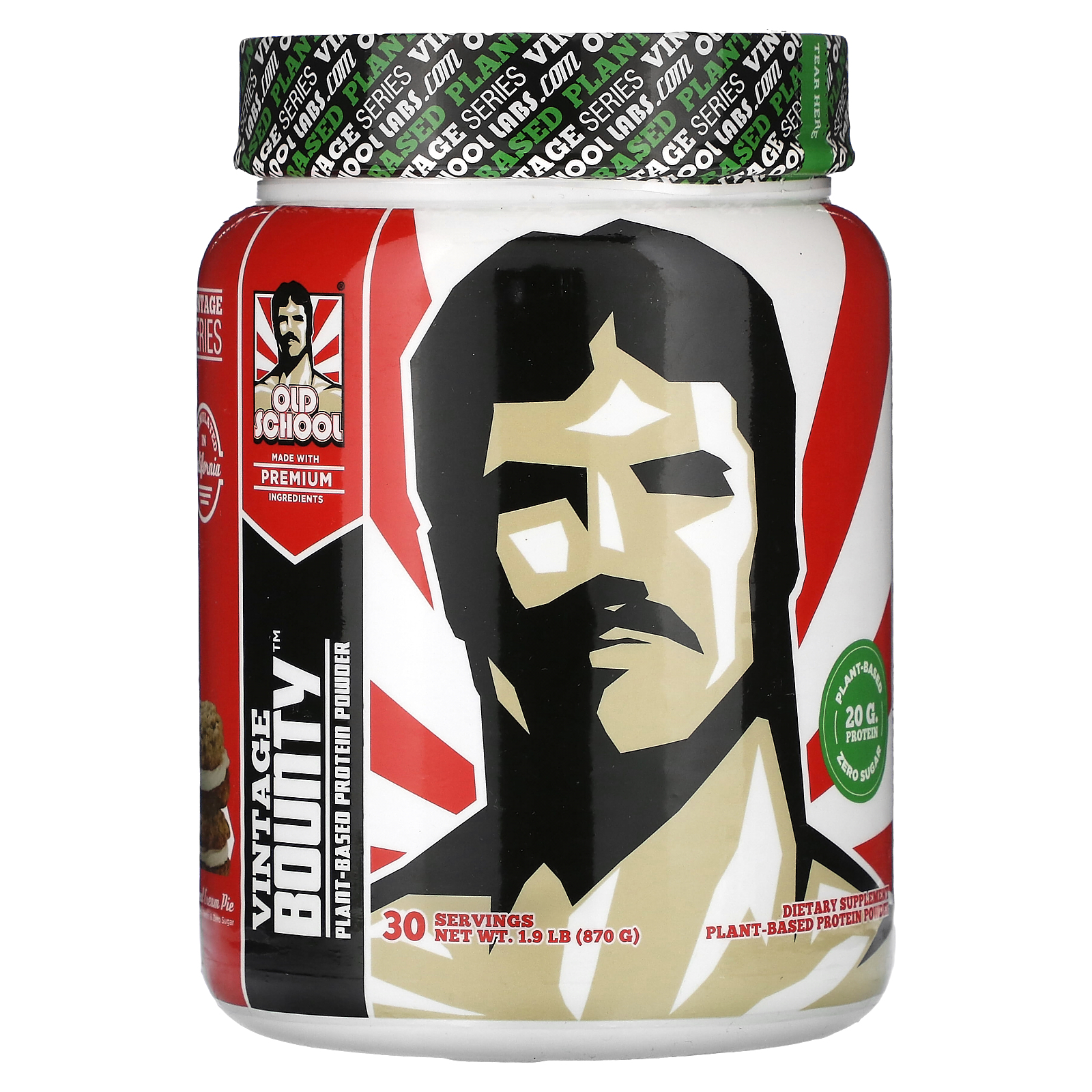 Old School Labs, Vintage Bounty, растительный протеиновый порошок, овсяный кремовый пирог, 870 г (1,9 фунта)