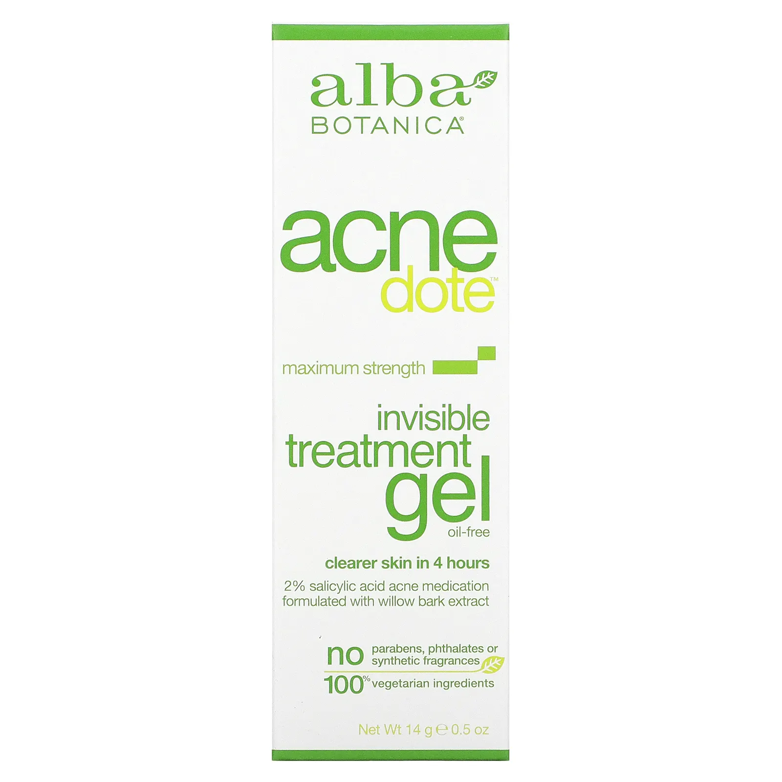 Alba Botanica, Acne Dote, невидимый гель по уходу за кожей, нежирный, 14 г (0,5 унции)