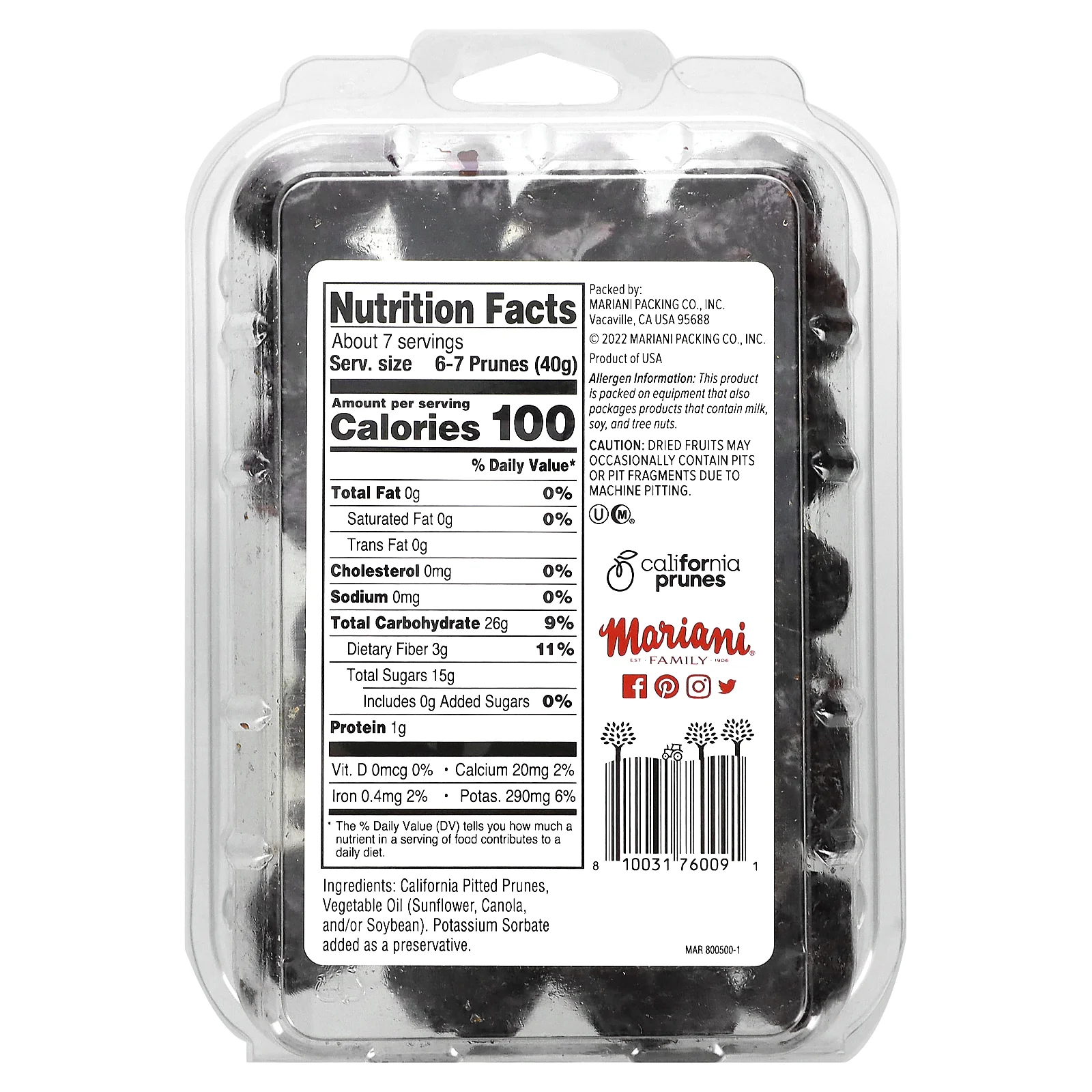 Mariani Dried Fruit, калифорнийский чернослив, 284 г (10 унций)