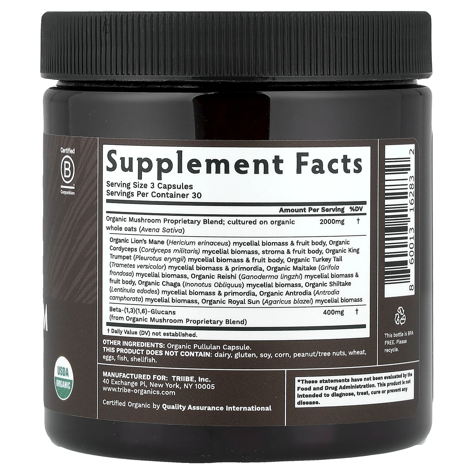 Tribe Organics, смесь золотистых грибов, 90 капсул